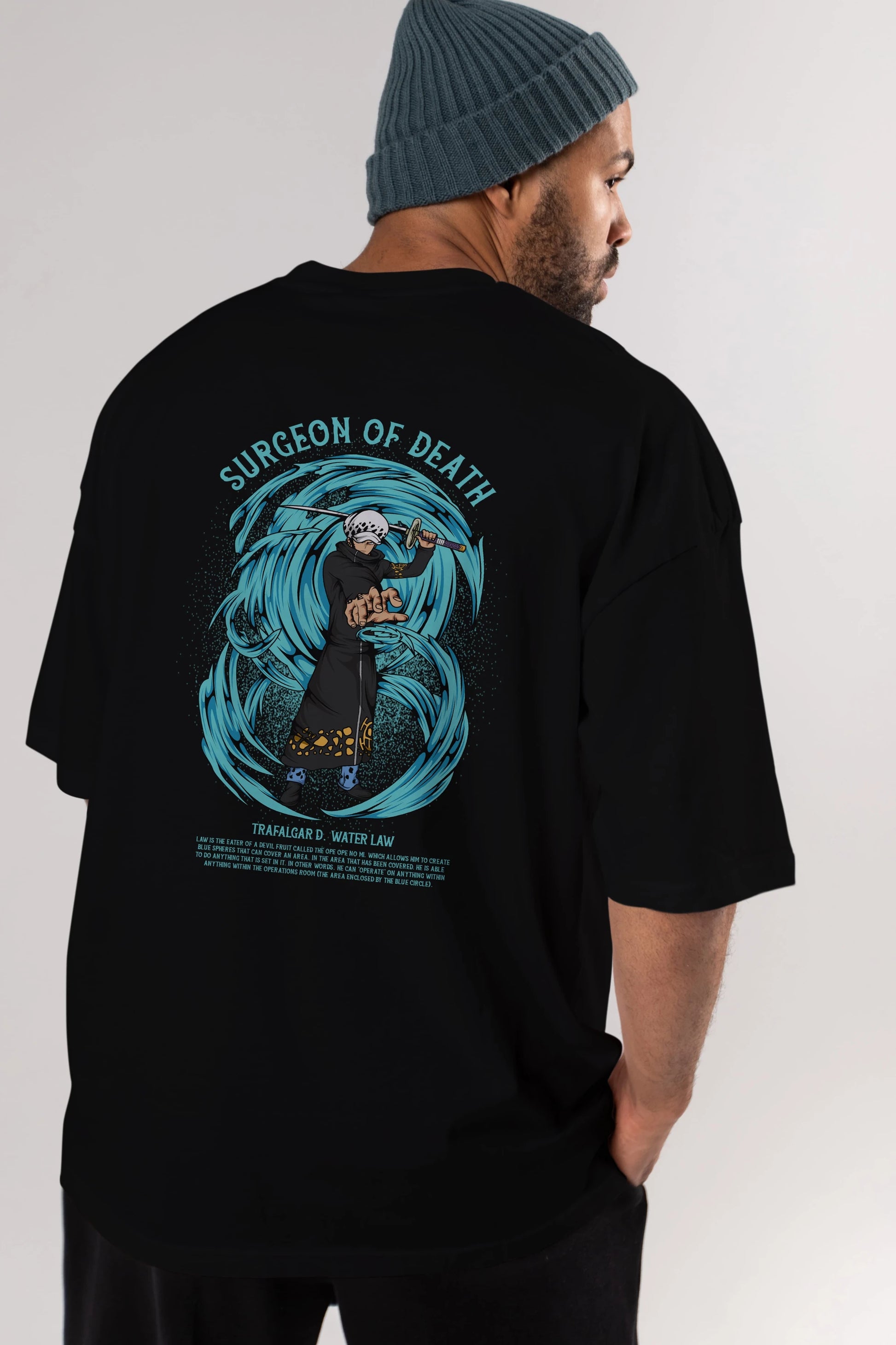 Trafalgad D. Water Law Anime Arka Baskılı Oversize t-shirt Erkek Kadın Unisex