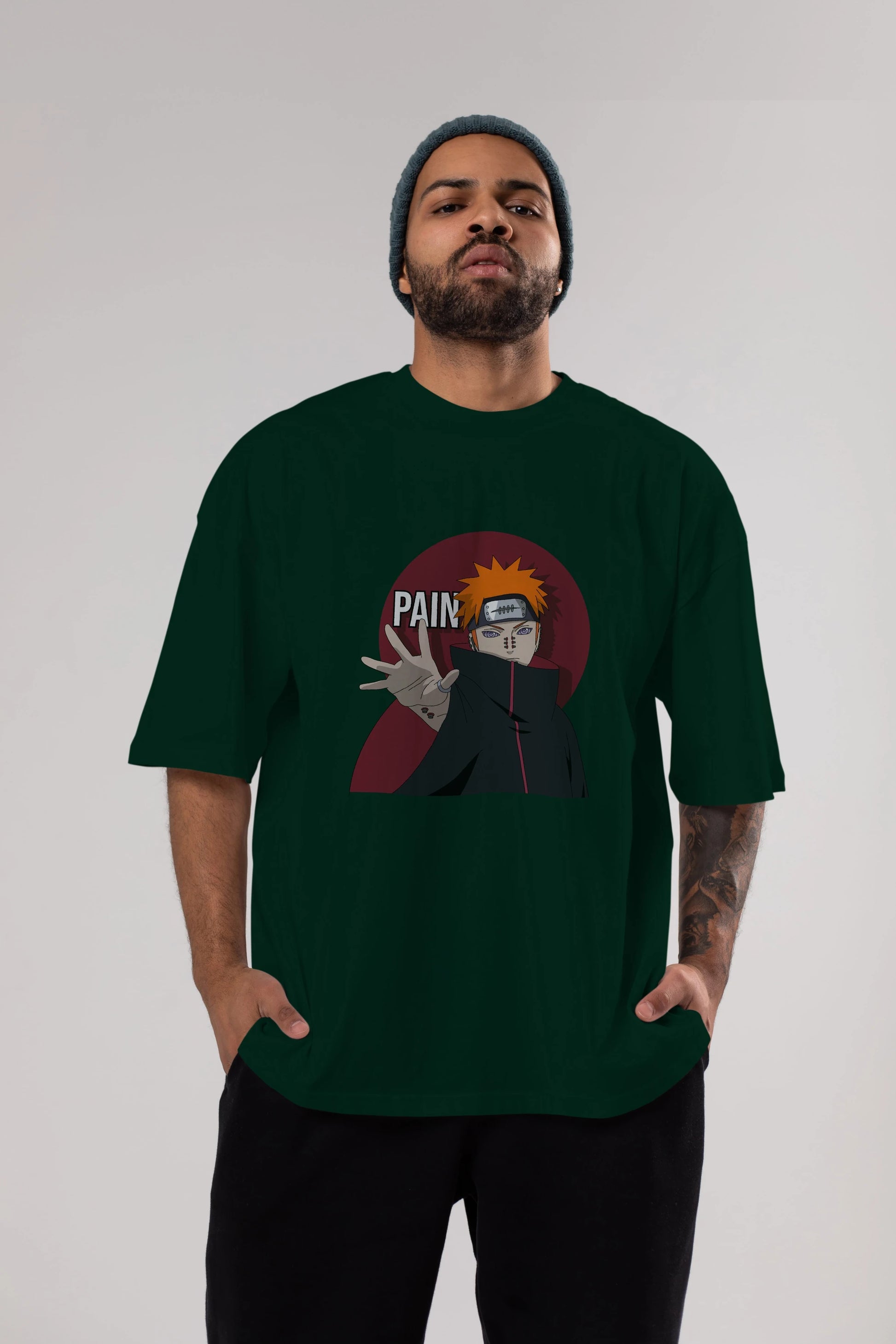 PAIN NARUTO Anime Ön Baskılı Oversize t-shirt %100 pamuk Erkek Kadın Unisex