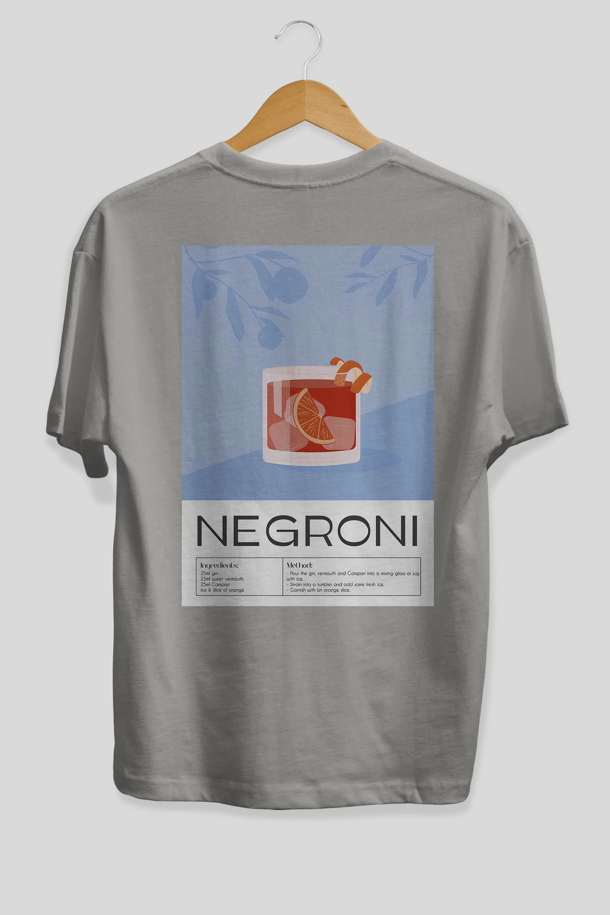 Negroni Arka Baskılı Oversize t-shirt Erkek Kadın Unisex %100 Pamuk Bisiklet Yaka tişort