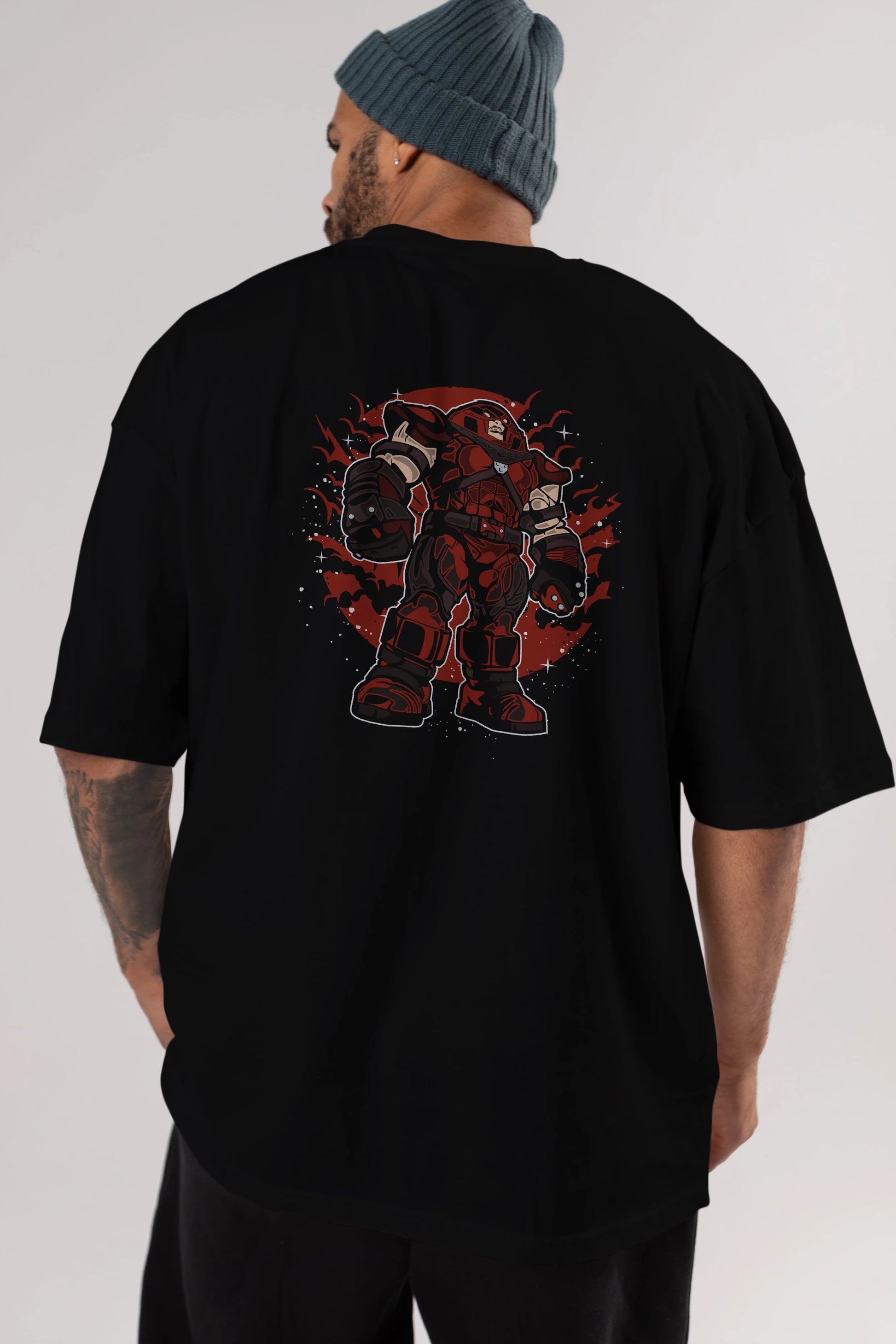 JUGERNAUT Arka Baskılı Oversize t-shirt Erkek Kadın Unisex %100 Pamuk