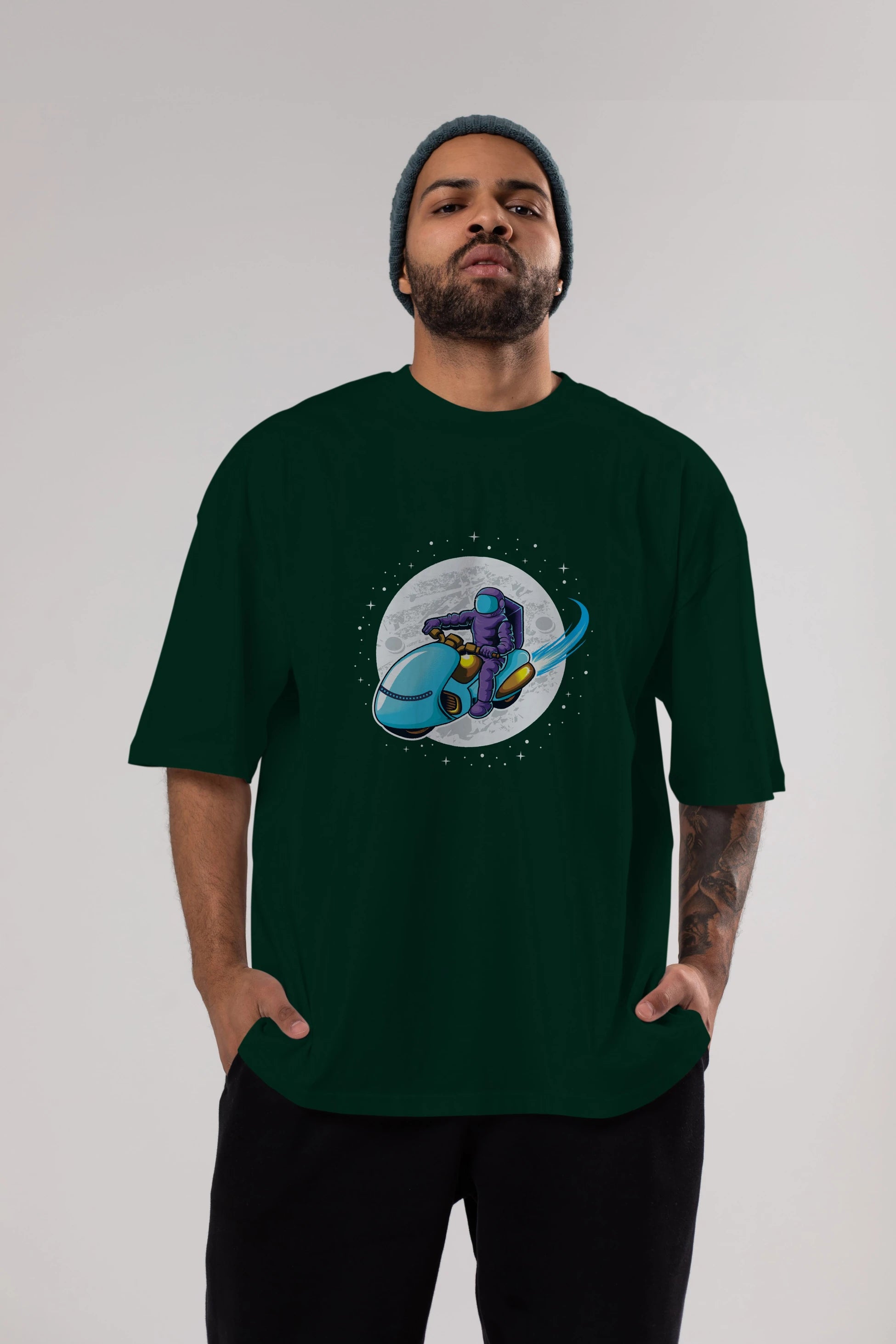 Astrorider in Space Ön Baskılı Oversize t-shirt Erkek Kadın Unisex