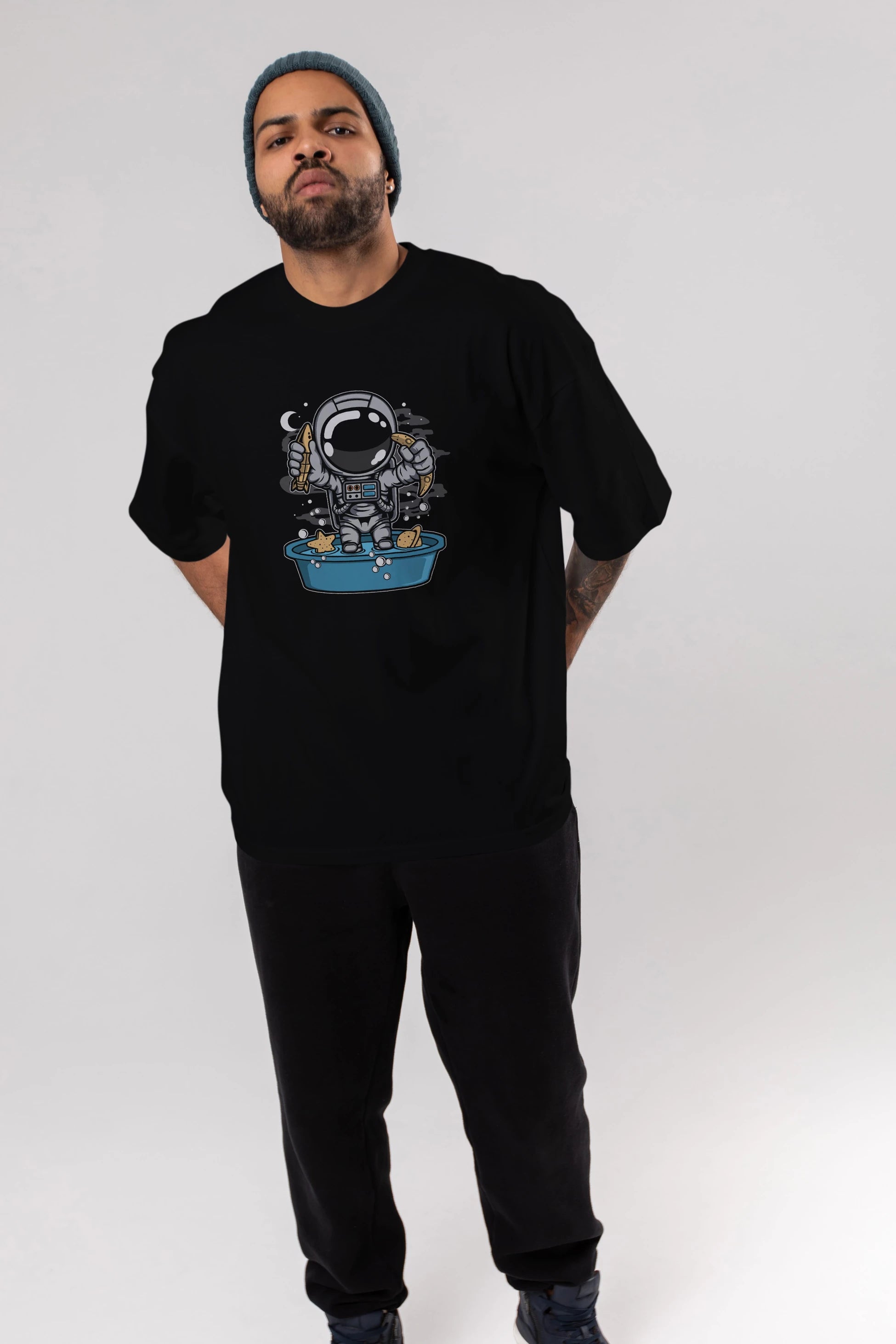 Astronaut Bath Tub Ön Baskılı Oversize t-shirt Erkek Kadın Unisex