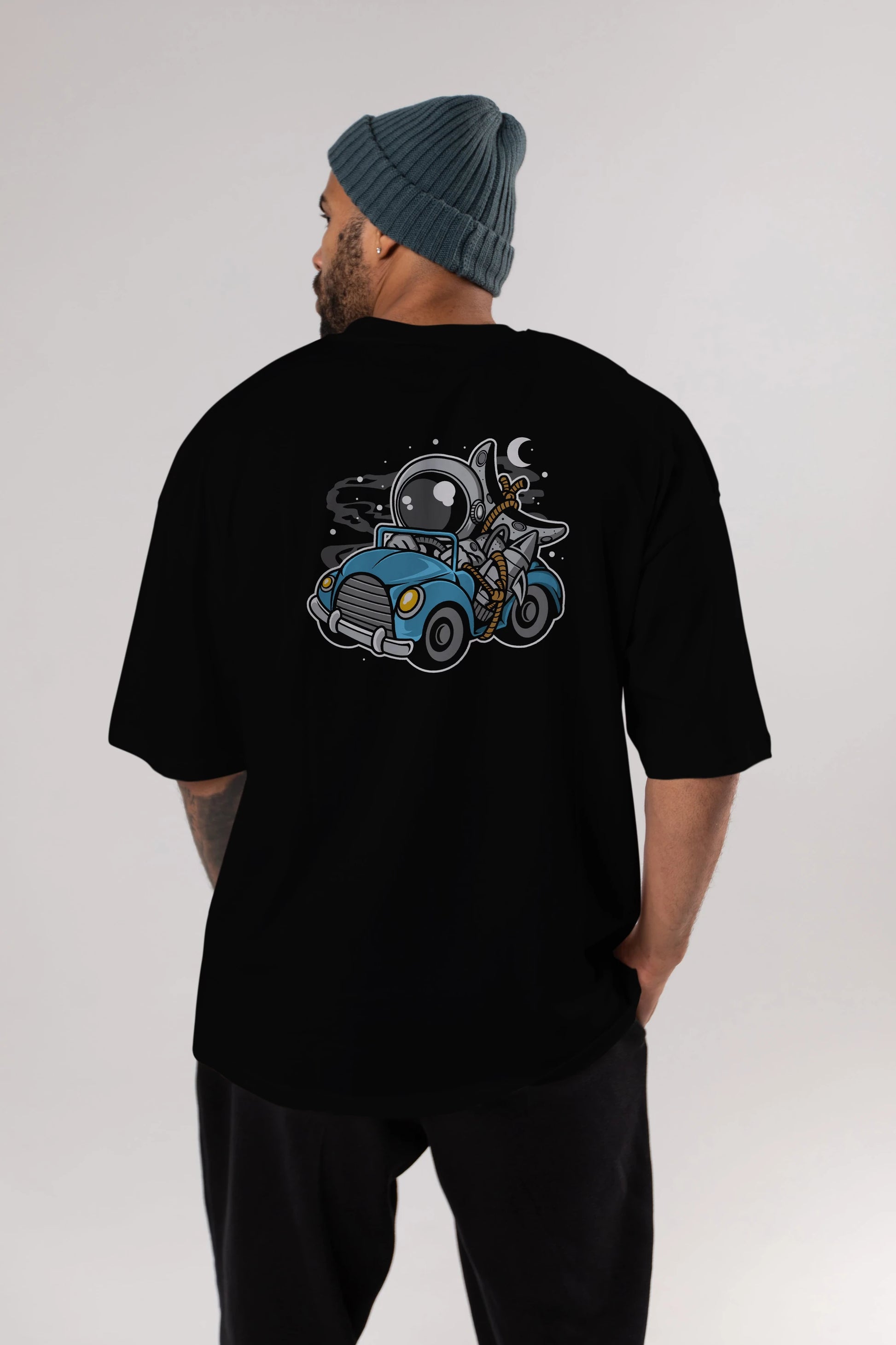 Astronaut Journey Arka Baskılı Oversize t-shirt Erkek Kadın Unisex