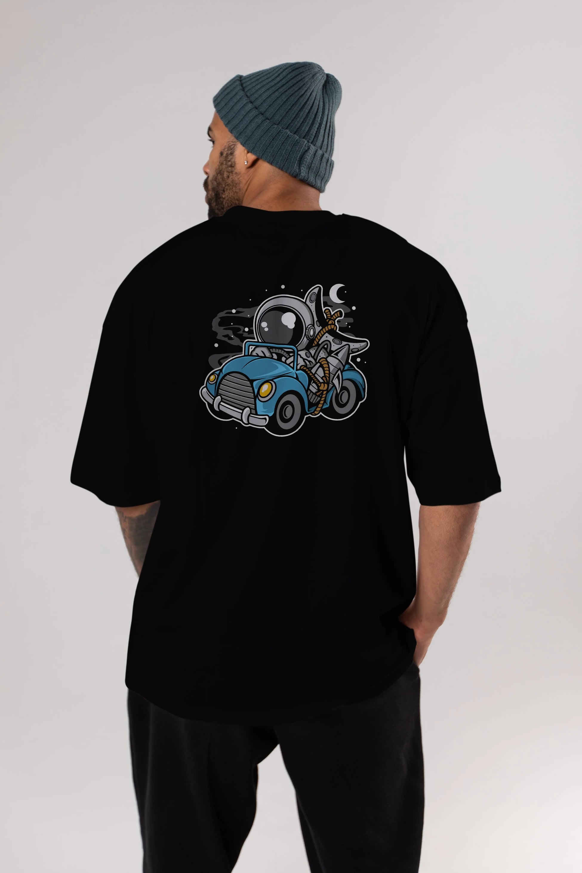 Astronaut Journey Arka Baskılı Oversize t-shirt Erkek Kadın Unisex
