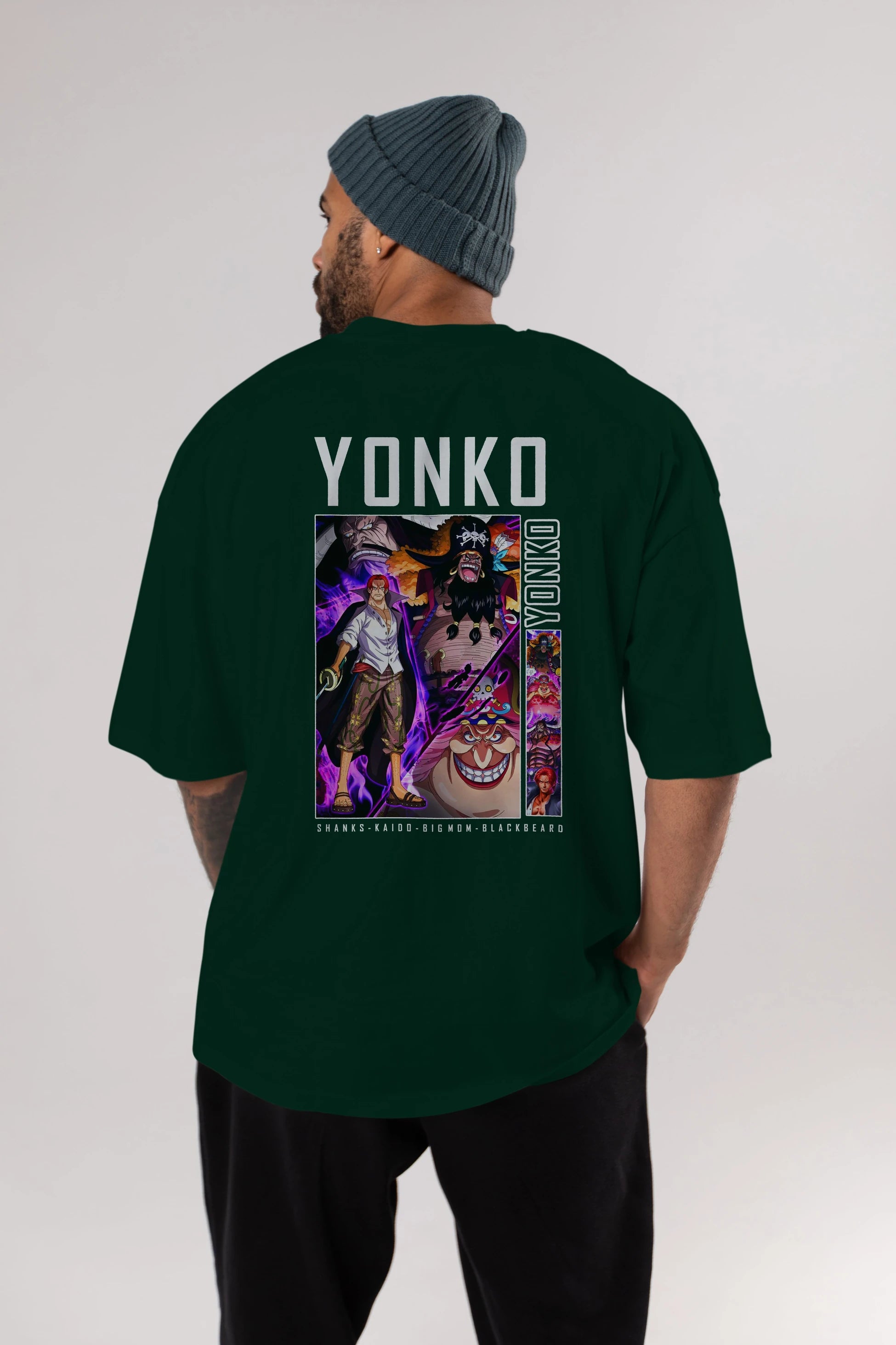 Yonko Anime Arka Baskılı Oversize t-shirt Erkek Kadın Unisex %100 pamuk tişort