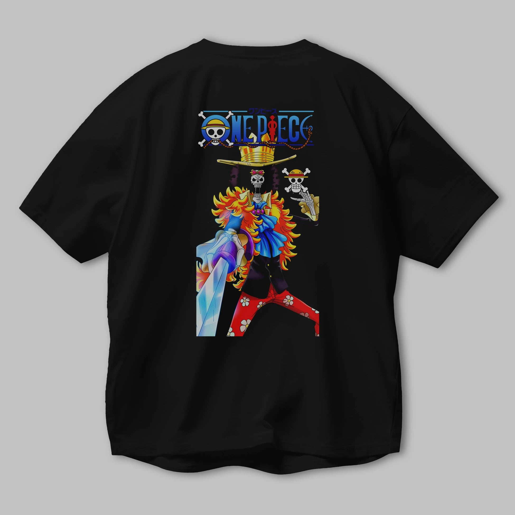 Brook Anime Arka Baskılı Oversize t-shirt Erkek Kadın Unisex %100 pamuk tişort