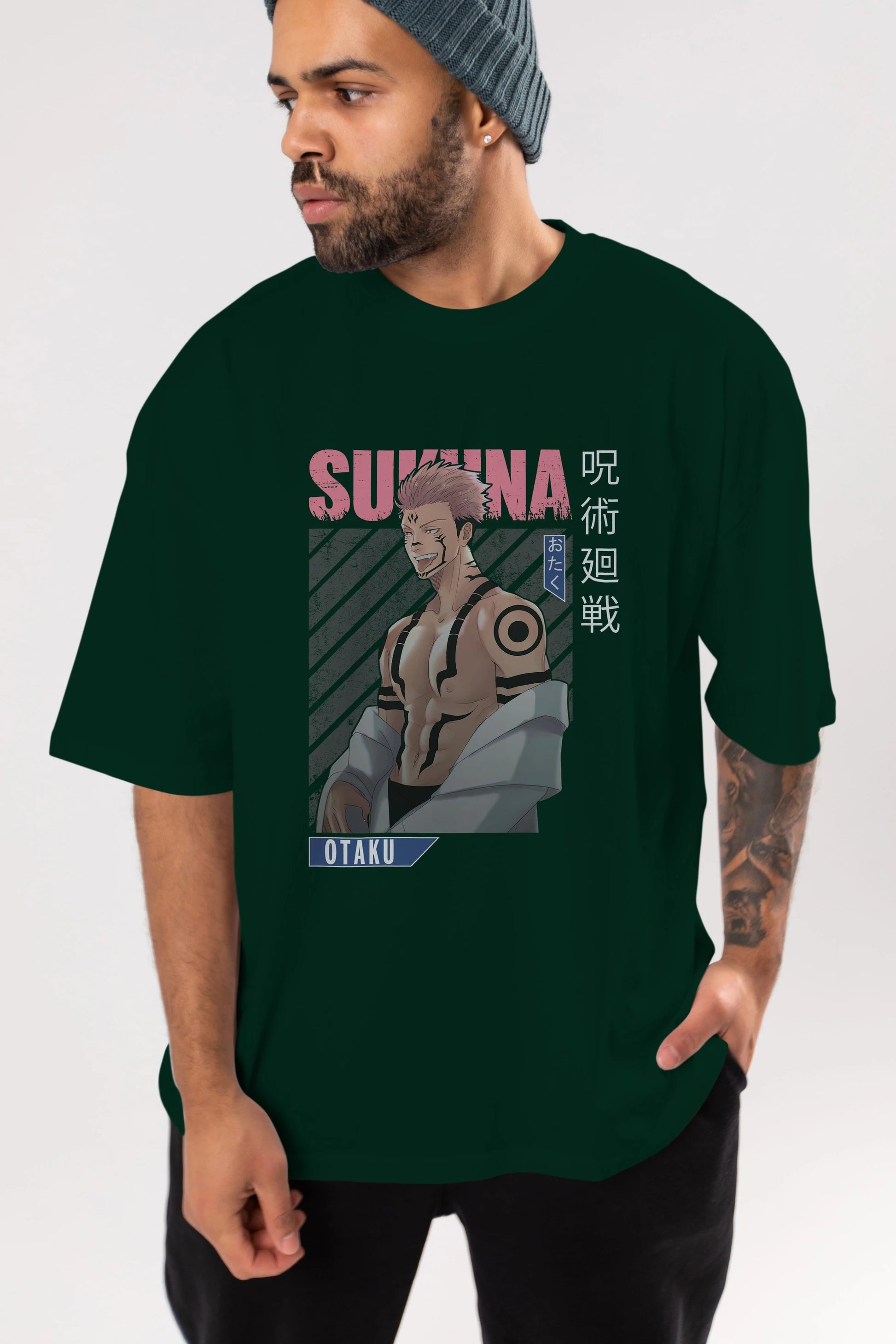 Sukuna Ryoumen Anime Ön Baskılı Oversize t-shirt %100 pamuk Erkek Kadın Unisex