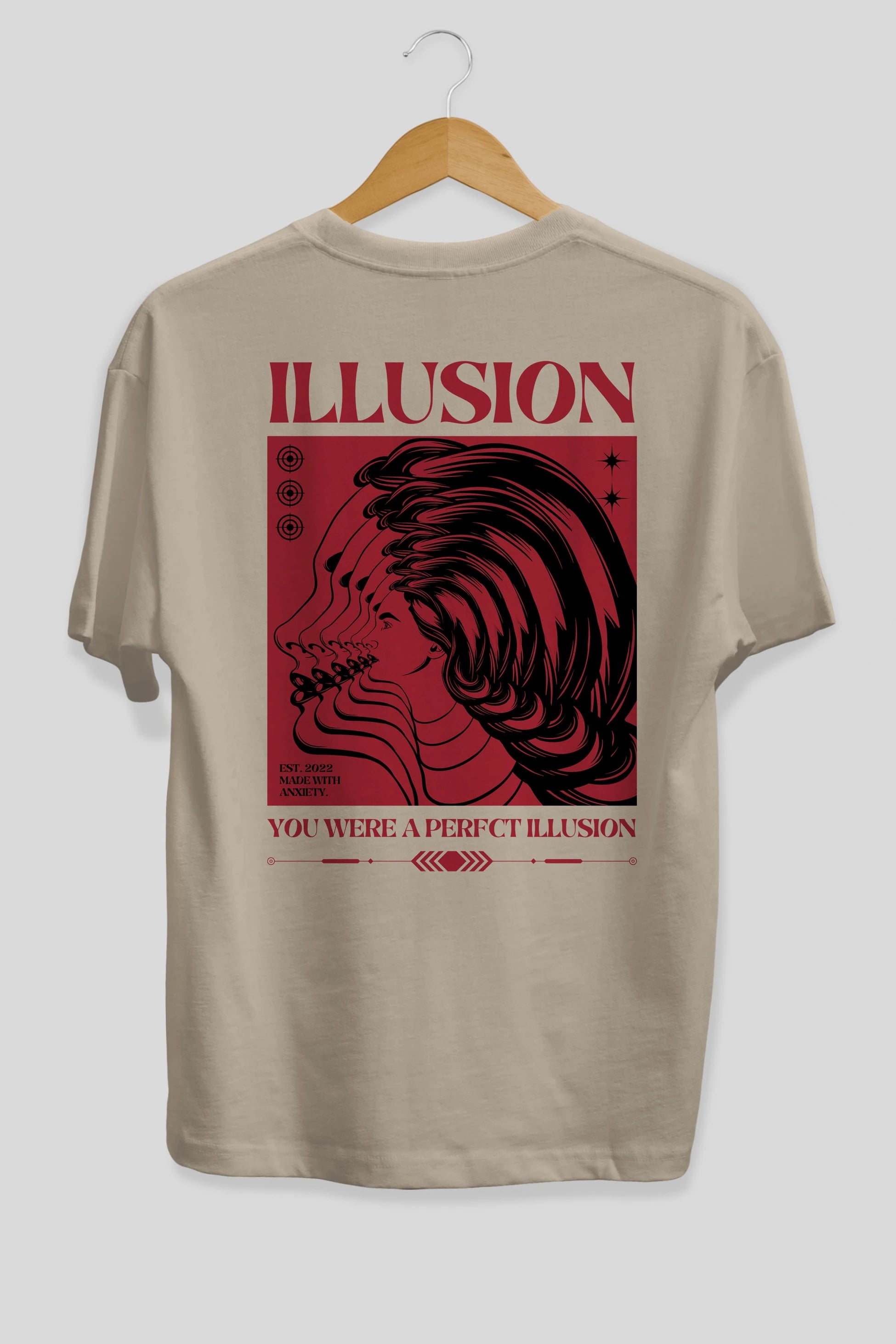 Illusion Streetwear Arka Baskılı Oversize t-shirt Erkek Kadın Unisex