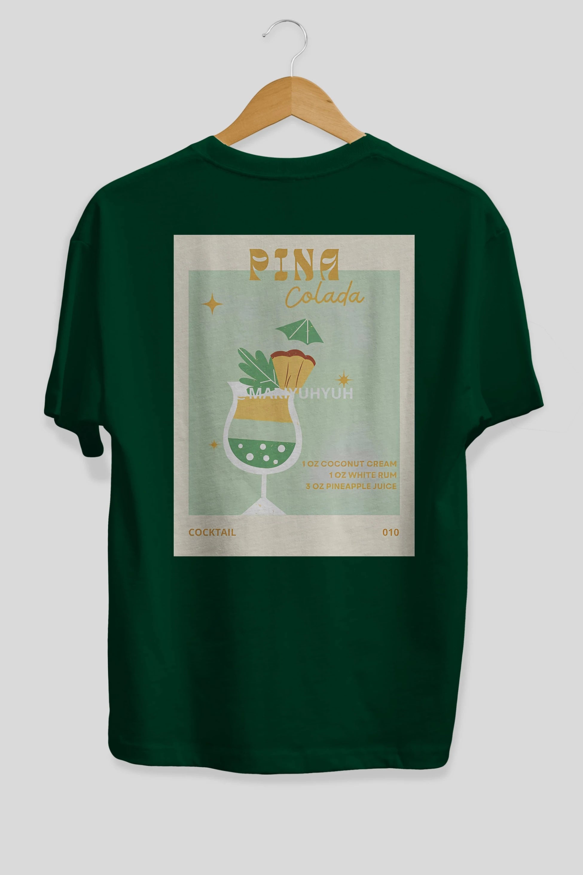 Pina Colada Arka Baskılı Oversize t-shirt Erkek Kadın Unisex %100 Pamuk Bisiklet Yaka tişort