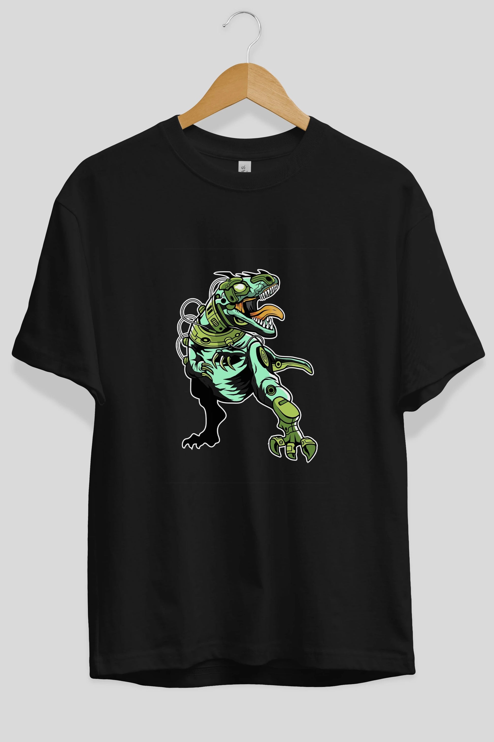 Trex Robot Ön Baskılı Oversize t-shirt Erkek Kadın Unisex %100 Pamuk tişort