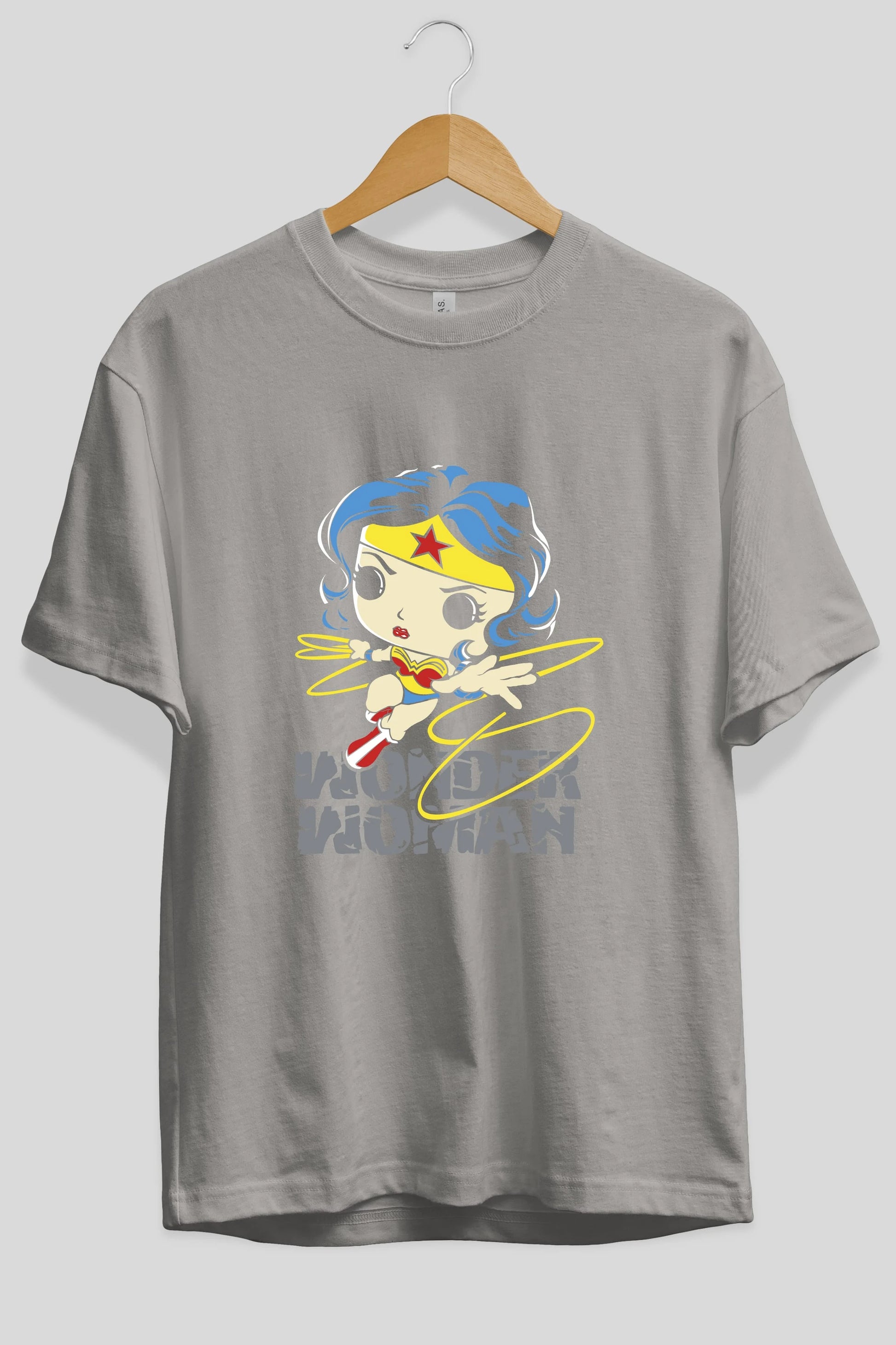 Wonder Woman Ön Baskılı Oversize t-shirt Erkek Kadın Unisex %100 Pamuk Bisiklet Yaka tişort