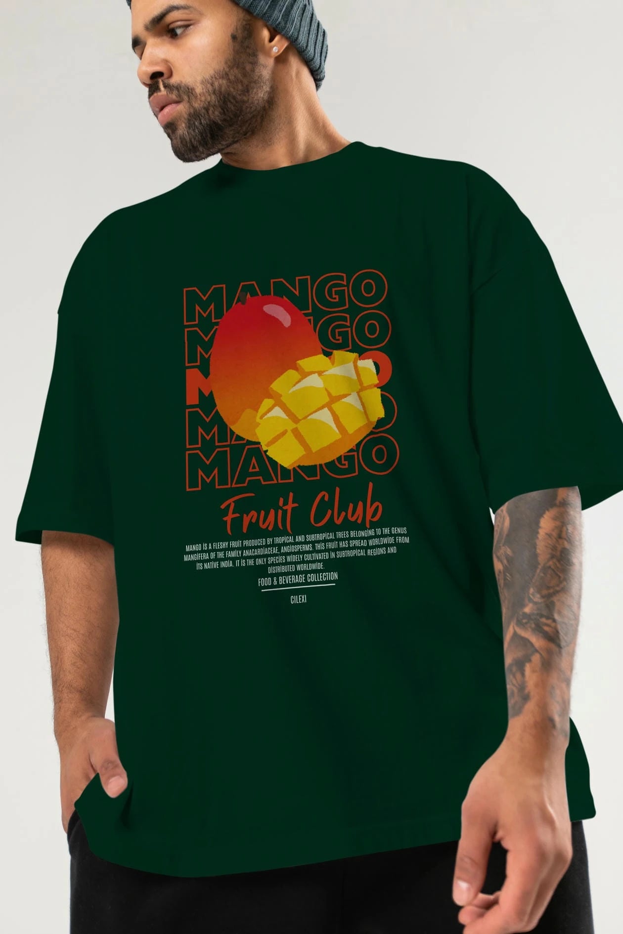 Mango Ön Baskılı Oversize t-shirt Erkek Kadın Pamuk Bisiklet Yaka tişort