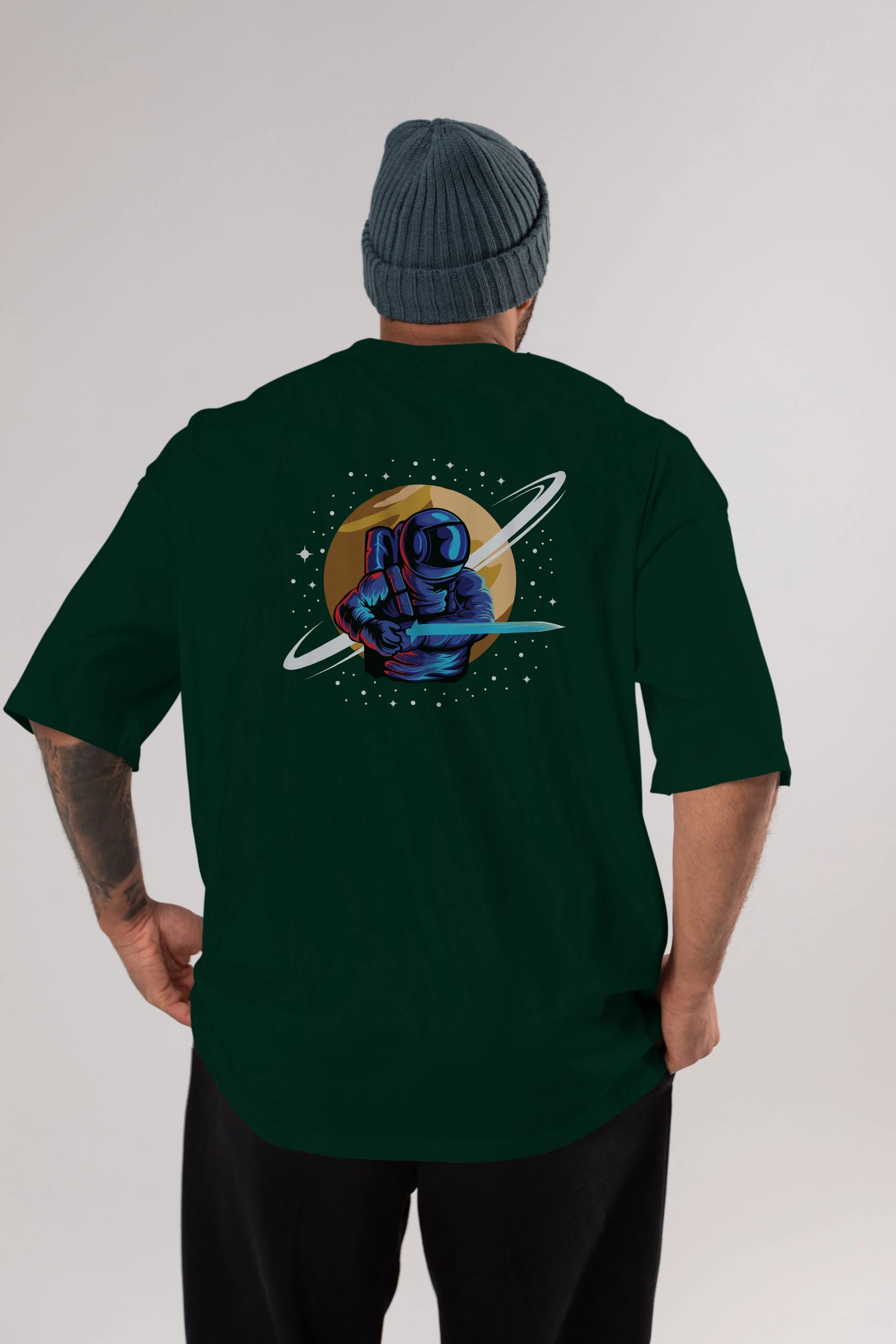 Astro Knight Arka Baskılı Oversize t-shirt Erkek Kadın Unisex