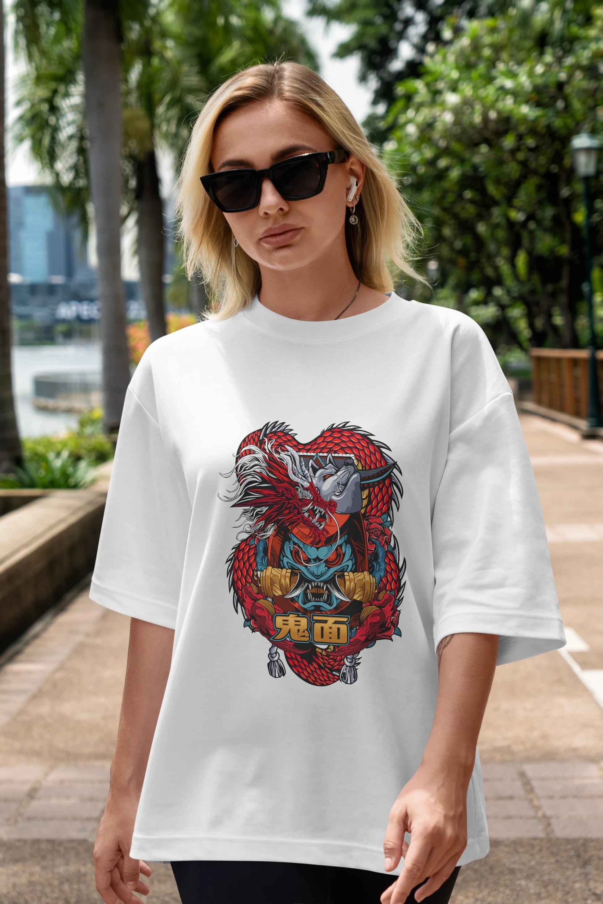 TRIBAL Anime Ön Baskılı Oversize t-shirt %100 pamuk Erkek Kadın Unisex