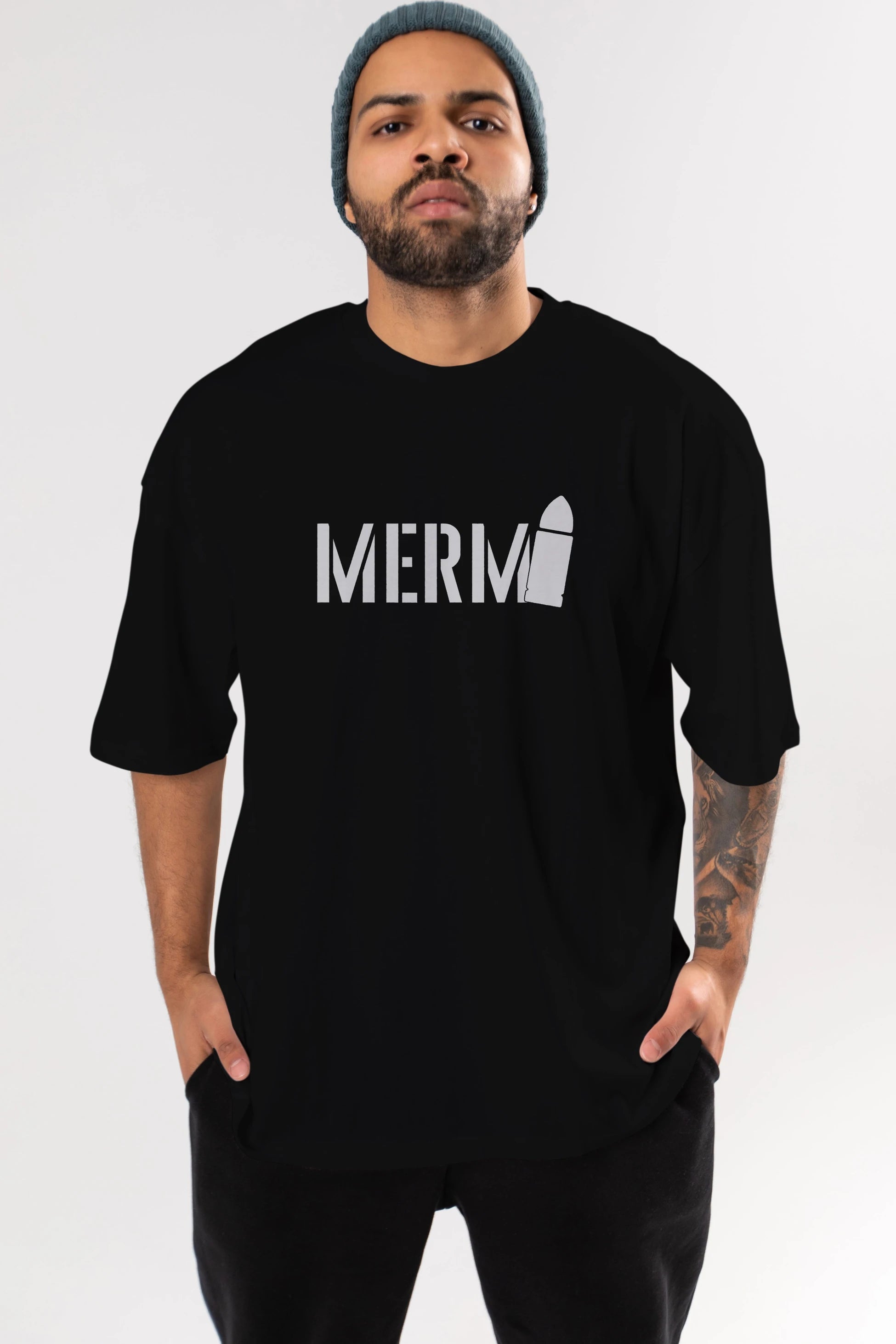 Mermi Ön Baskılı Oversize t-shirt %100 pamuk Erkek Kadın Unisex