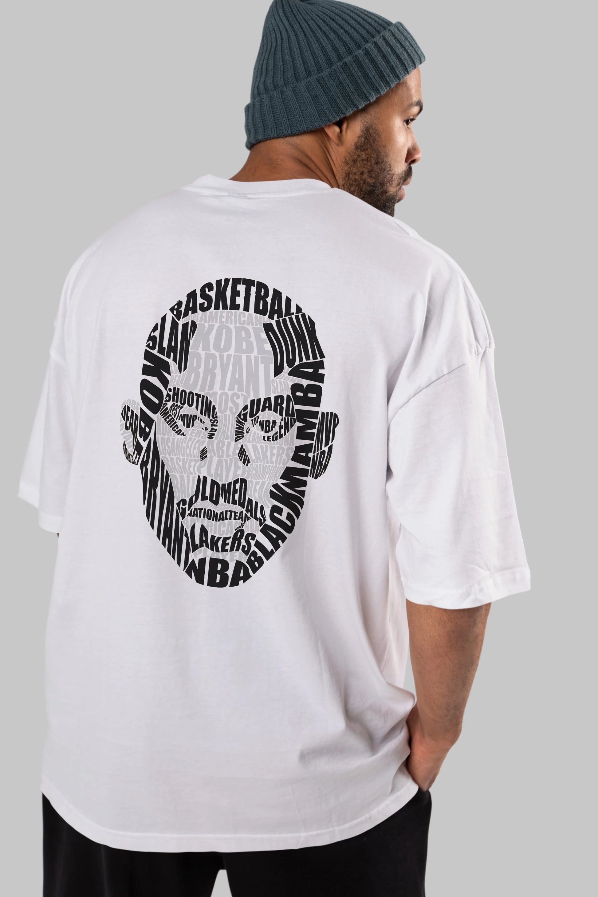Kobe Bryan Calligram Arka Baskılı Oversize t-shirt %100 pamuk Erkek Kadın Unisex
