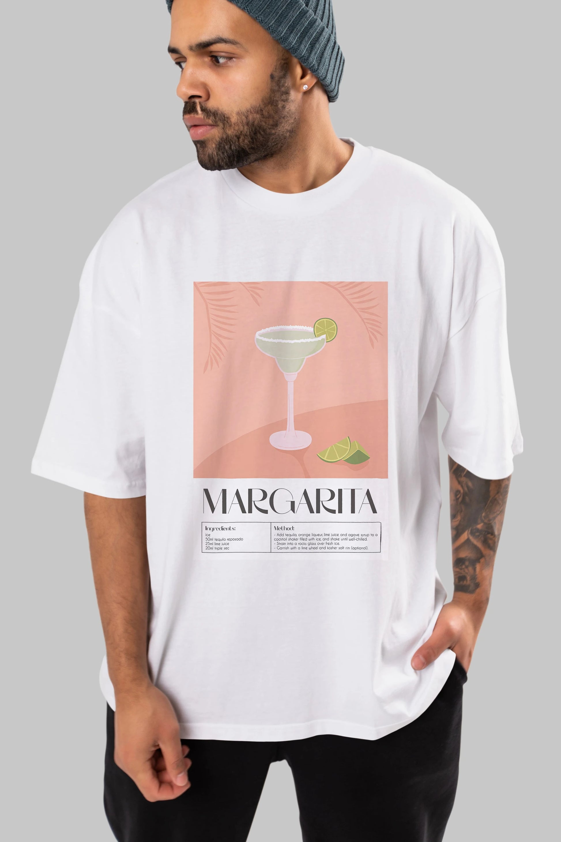 Margarita 5 Ön Baskılı Oversize t-shirt Erkek Kadın Unisex %100 Pamuk Bisiklet Yaka tişort