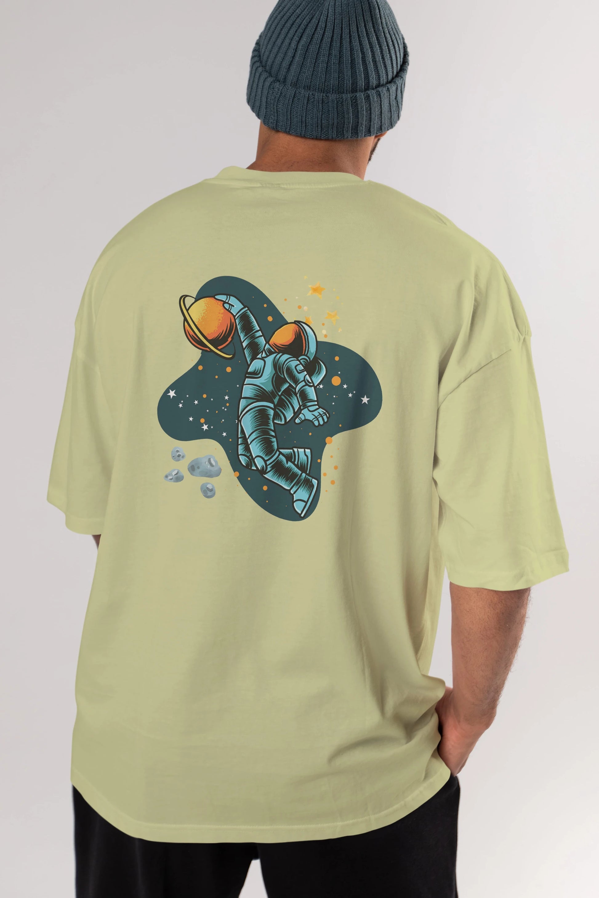 Astronot Basketbol Arka Baskılı Oversize t-shirt Erkek Kadın Unisex