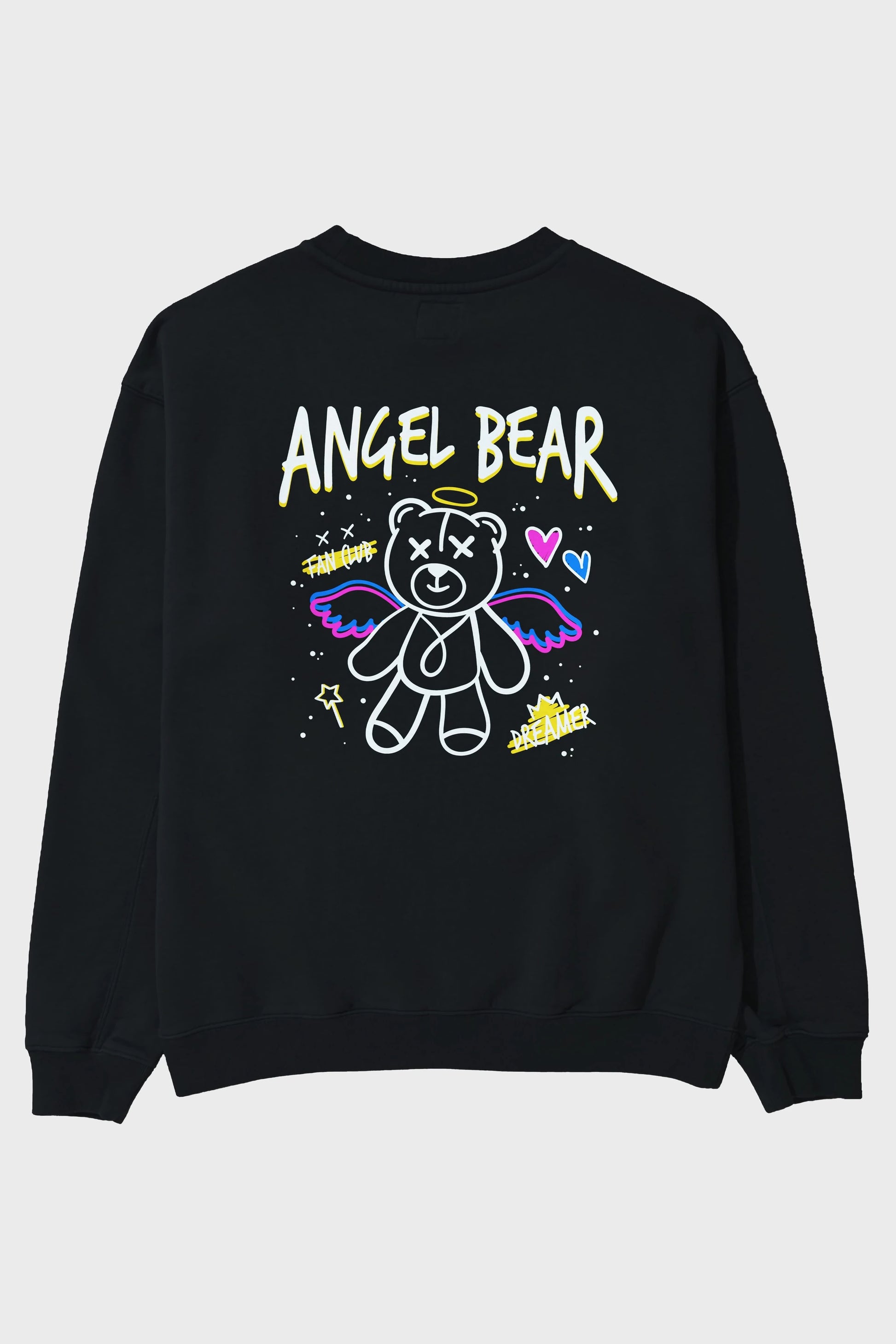 Angel Bear Arka Baskılı Oversize Sweatshirt Erkek Kadın Unisex