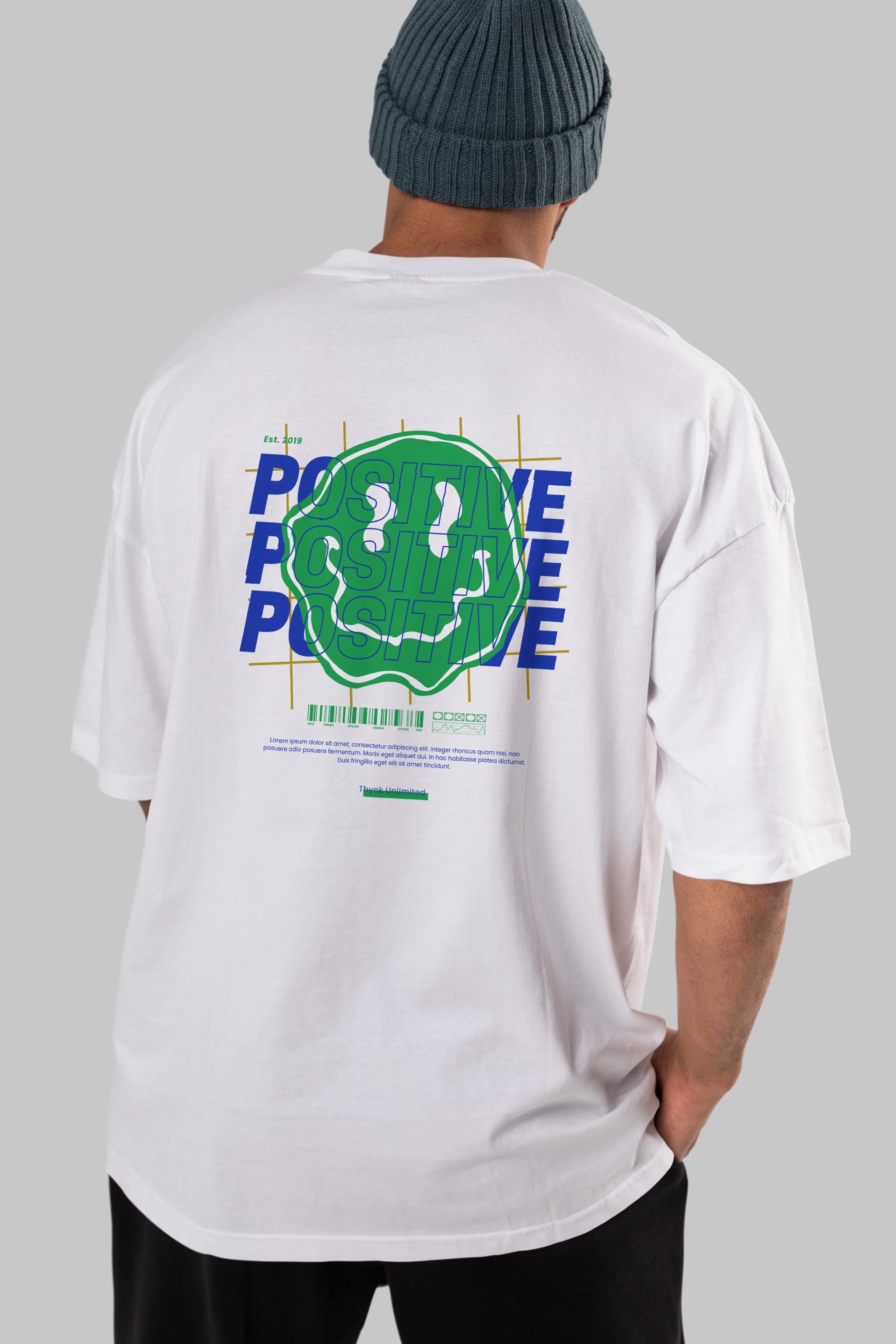 Positive 2 Arka Baskılı Oversize t-shirt Erkek Kadın Unisex