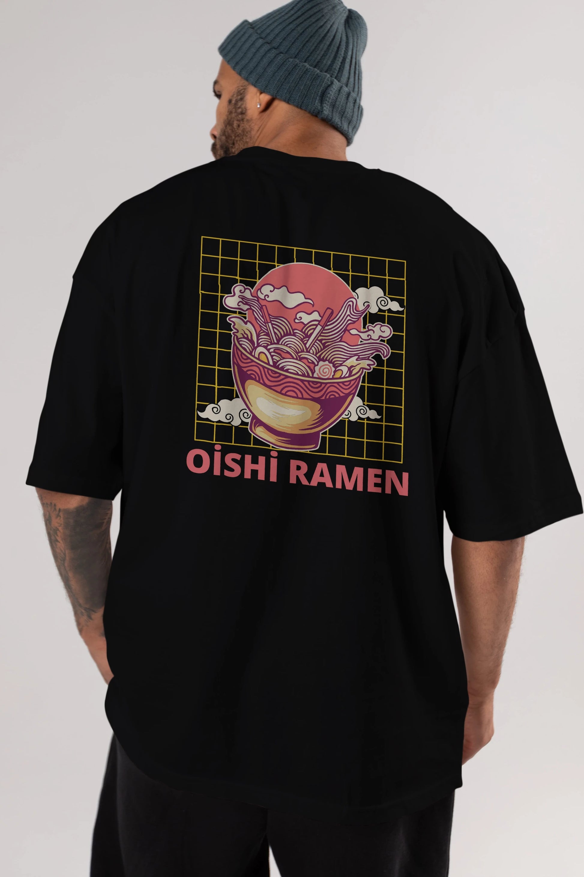 Oishi Ramen Yazılı Arka Baskılı Oversize t-shirt Erkek Kadın Unisex