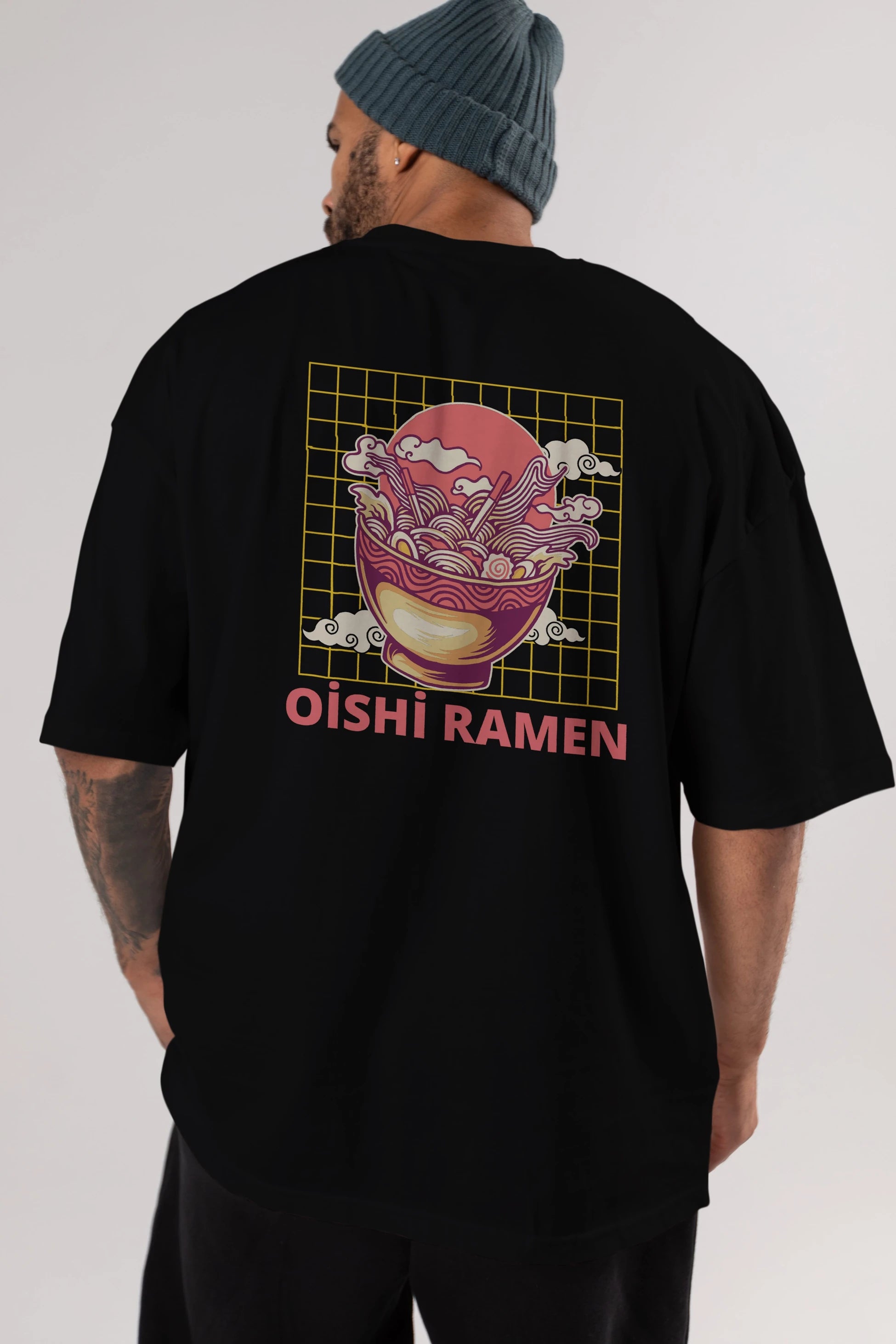 Oishi Ramen Yazılı Arka Baskılı Oversize t-shirt Erkek Kadın Unisex
