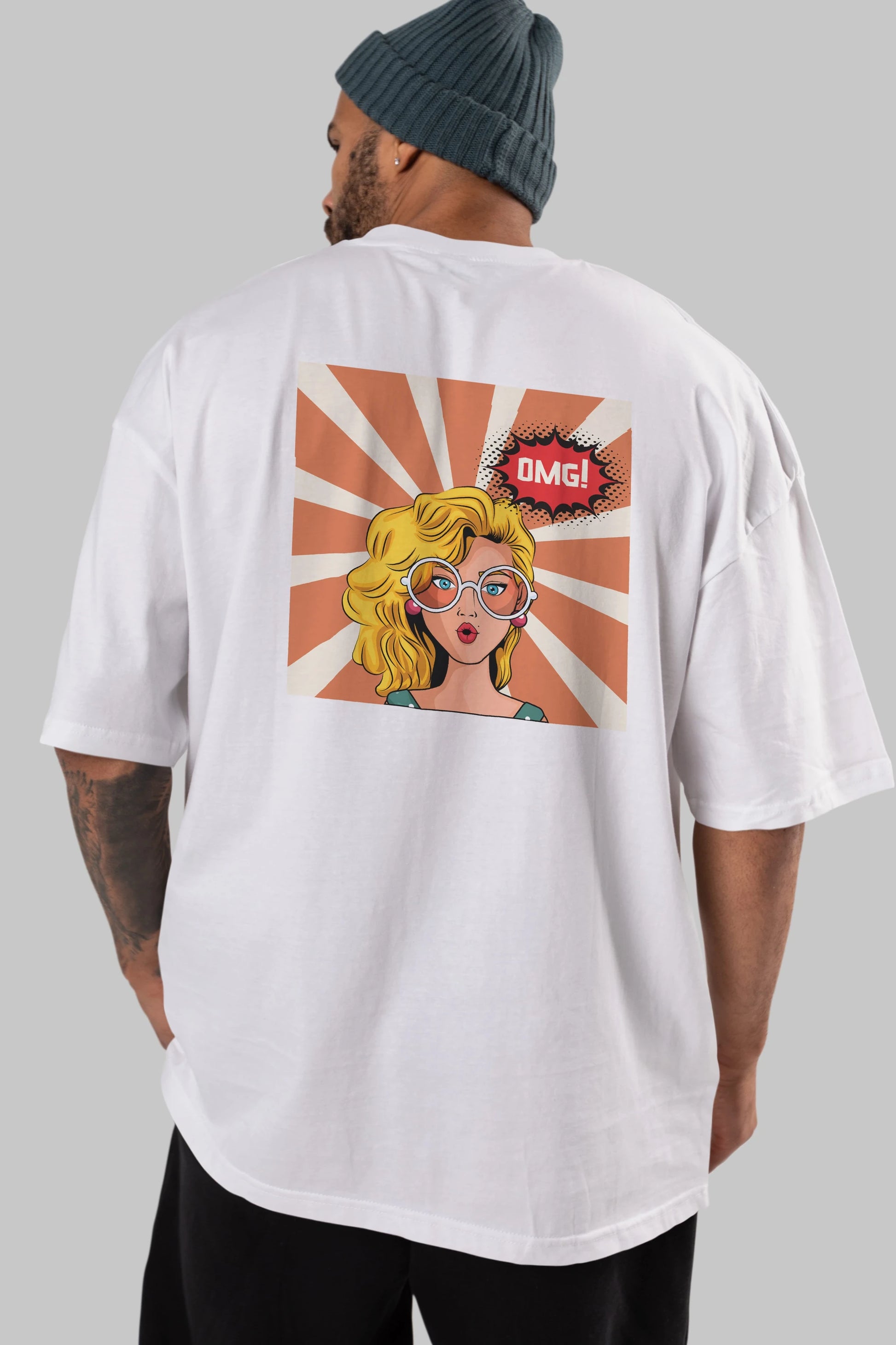 OMG Yazılı Retro Arka Baskılı Oversize t-shirt Erkek Kadın Unisex