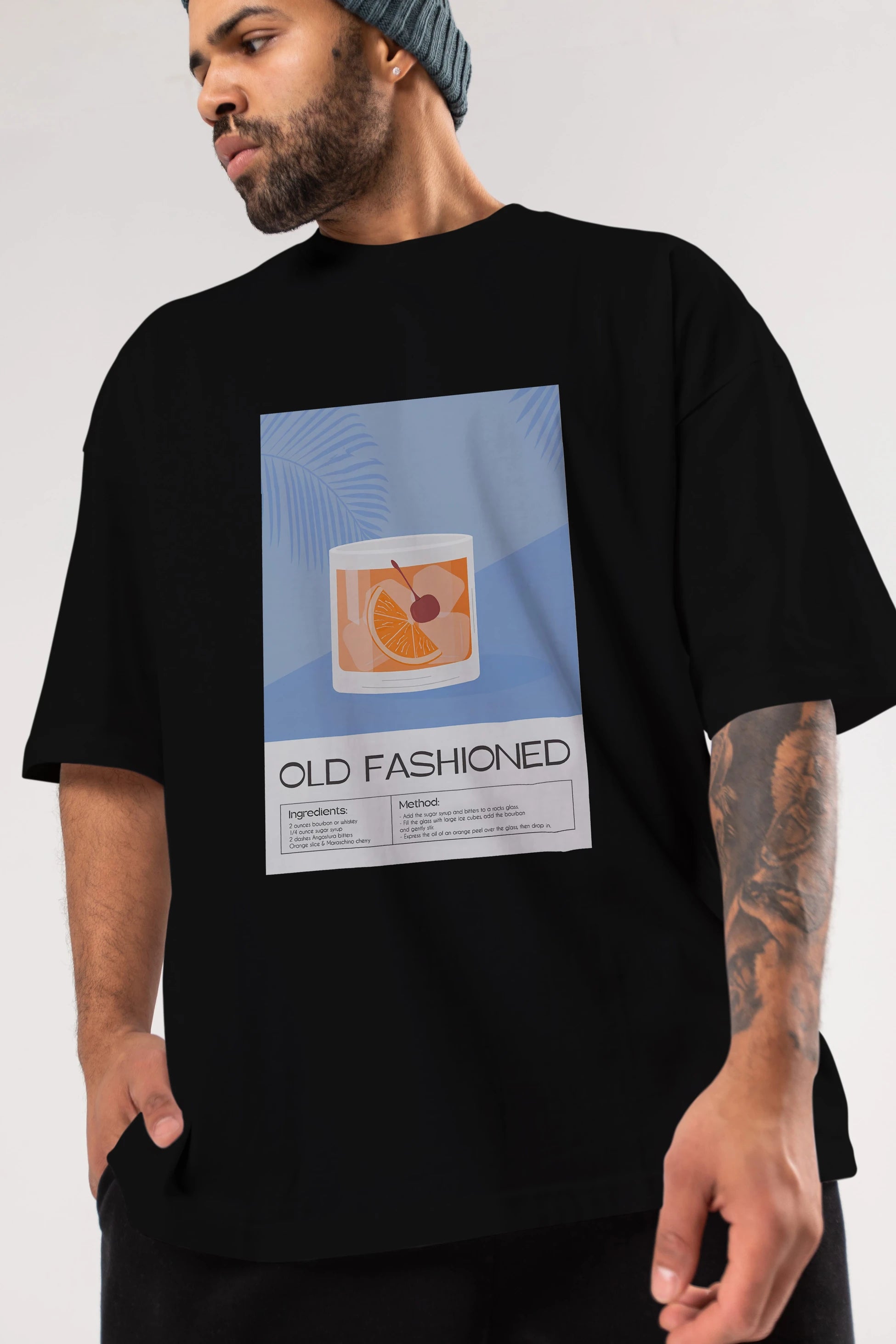Old Fashioned 3 Ön Baskılı Oversize t-shirt Erkek Kadın Unisex %100 Pamuk Bisiklet Yaka tişort
