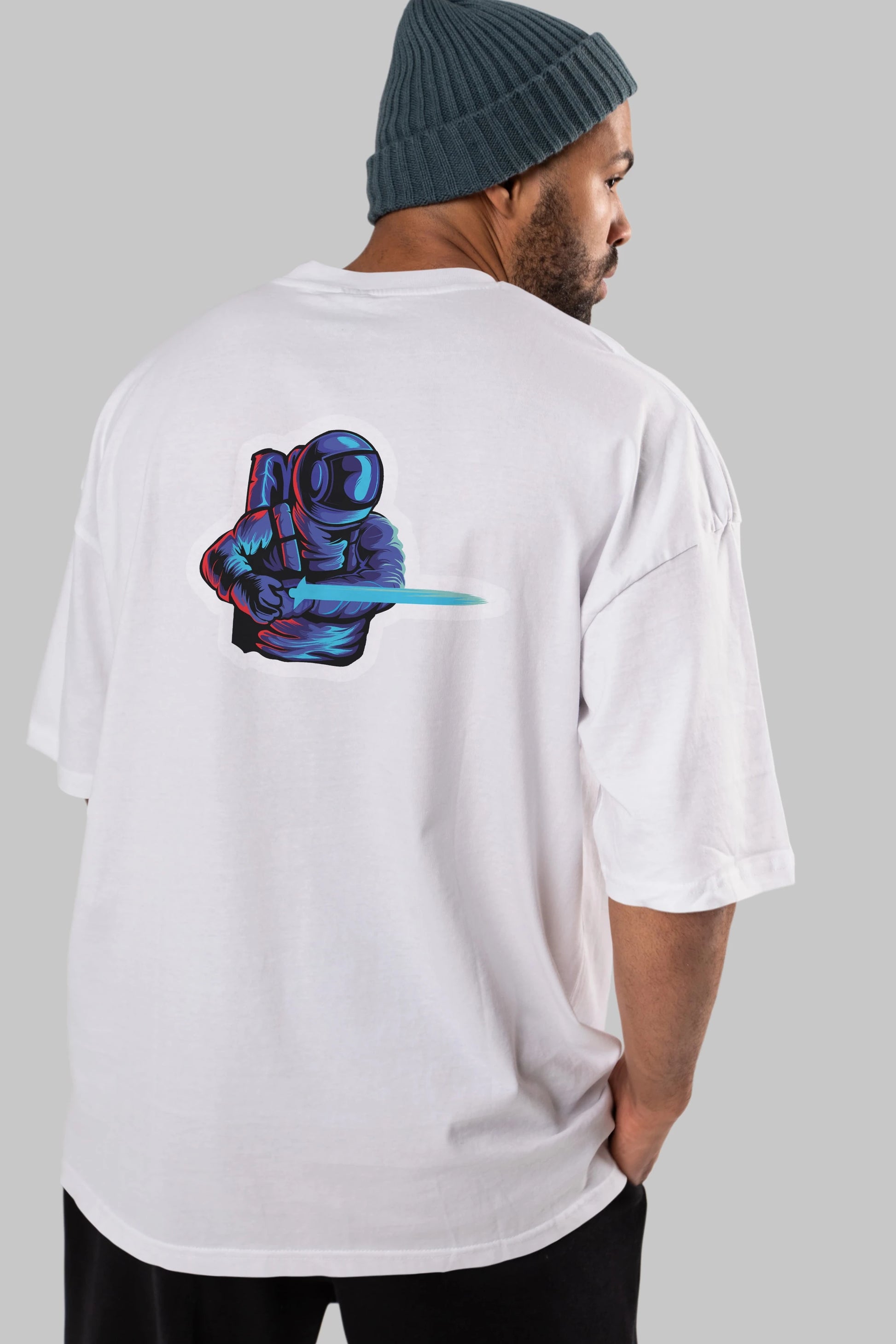 Astro Knight Sticker Arka Baskılı Oversize t-shirt Erkek Kadın Unisex