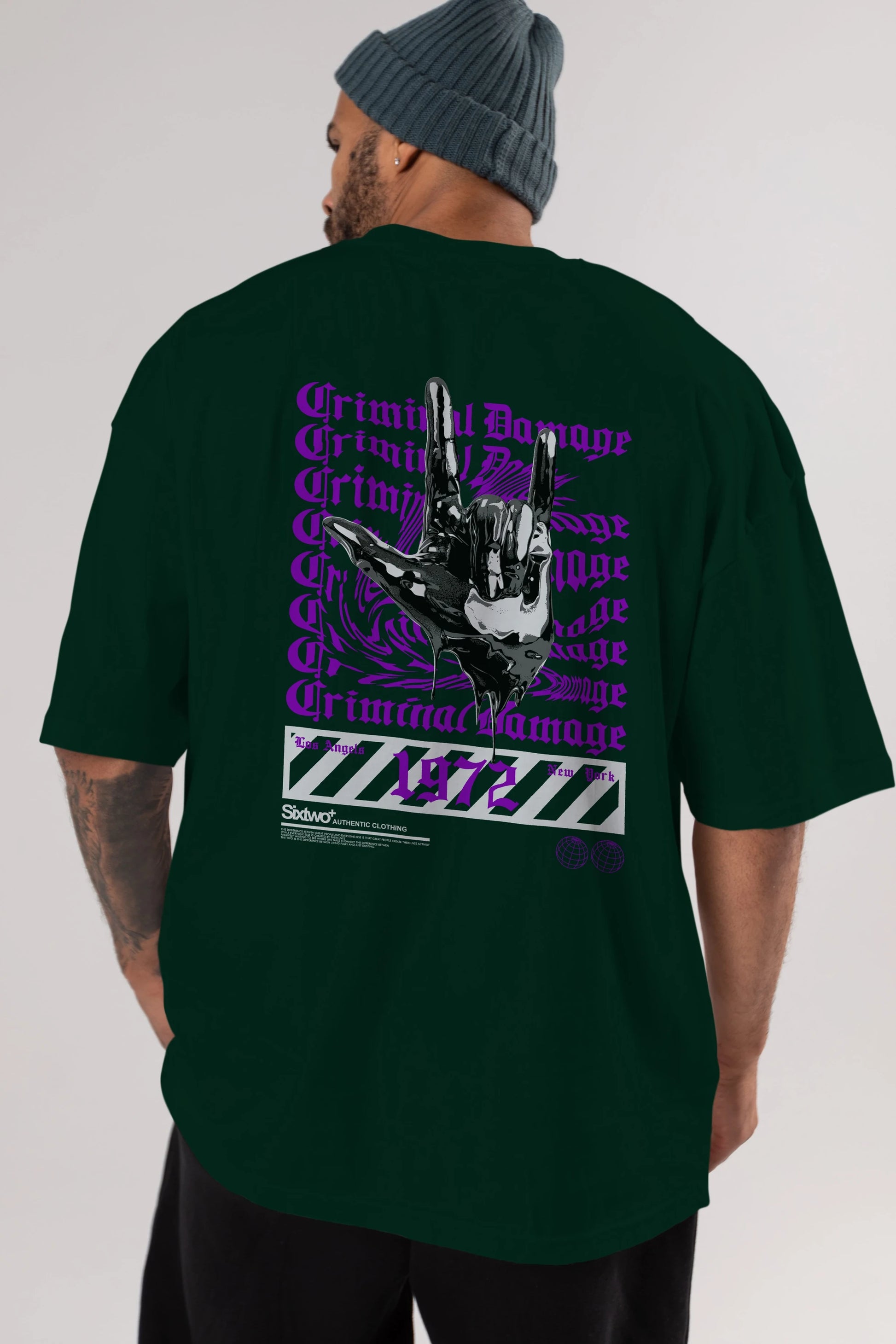 Criminal Damage 2 Arka Baskılı Oversize t-shirt Erkek Kadın Unisex