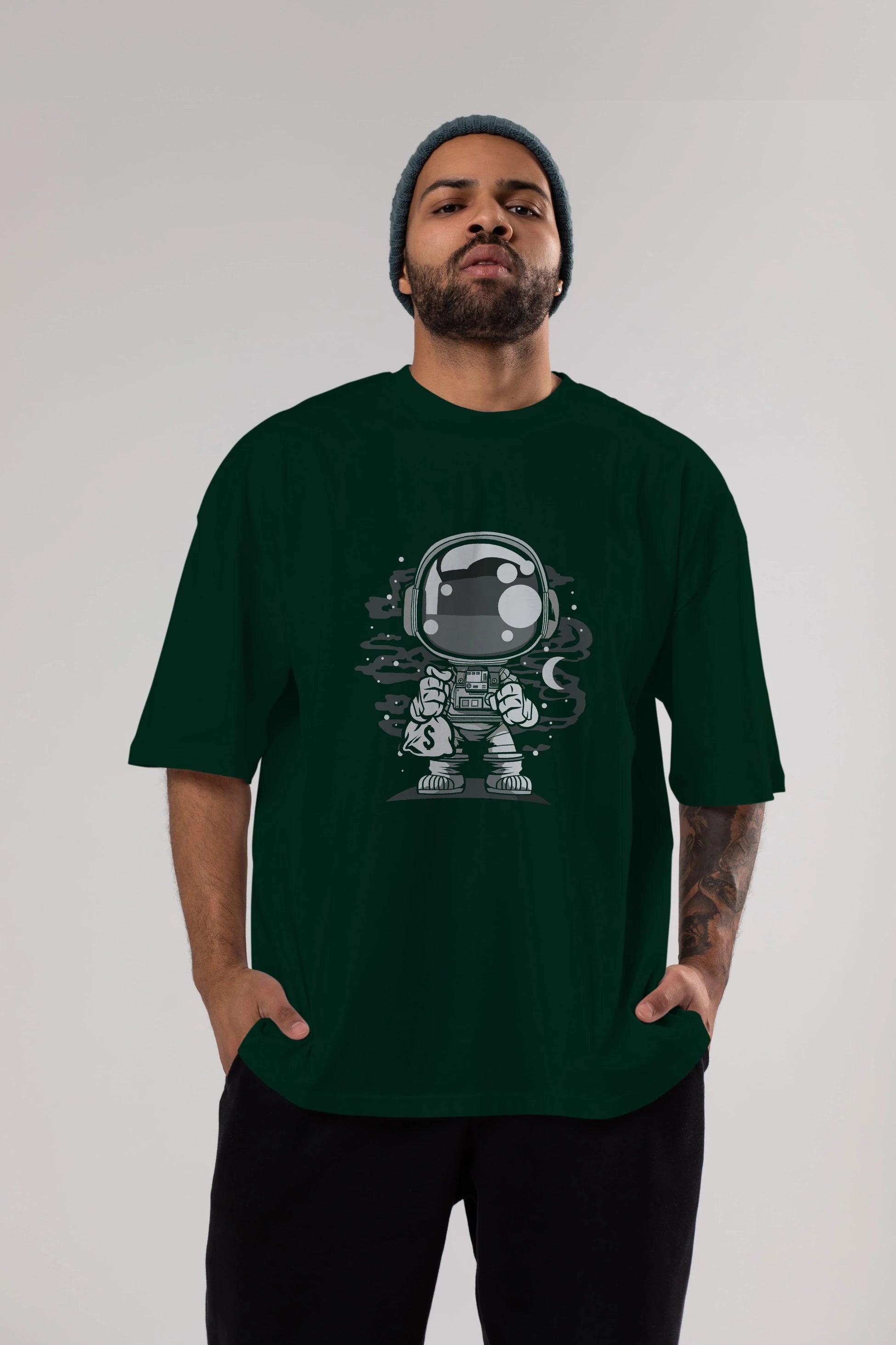 Astronaut Chibi Ön Baskılı Oversize t-shirt Erkek Kadın Unisex