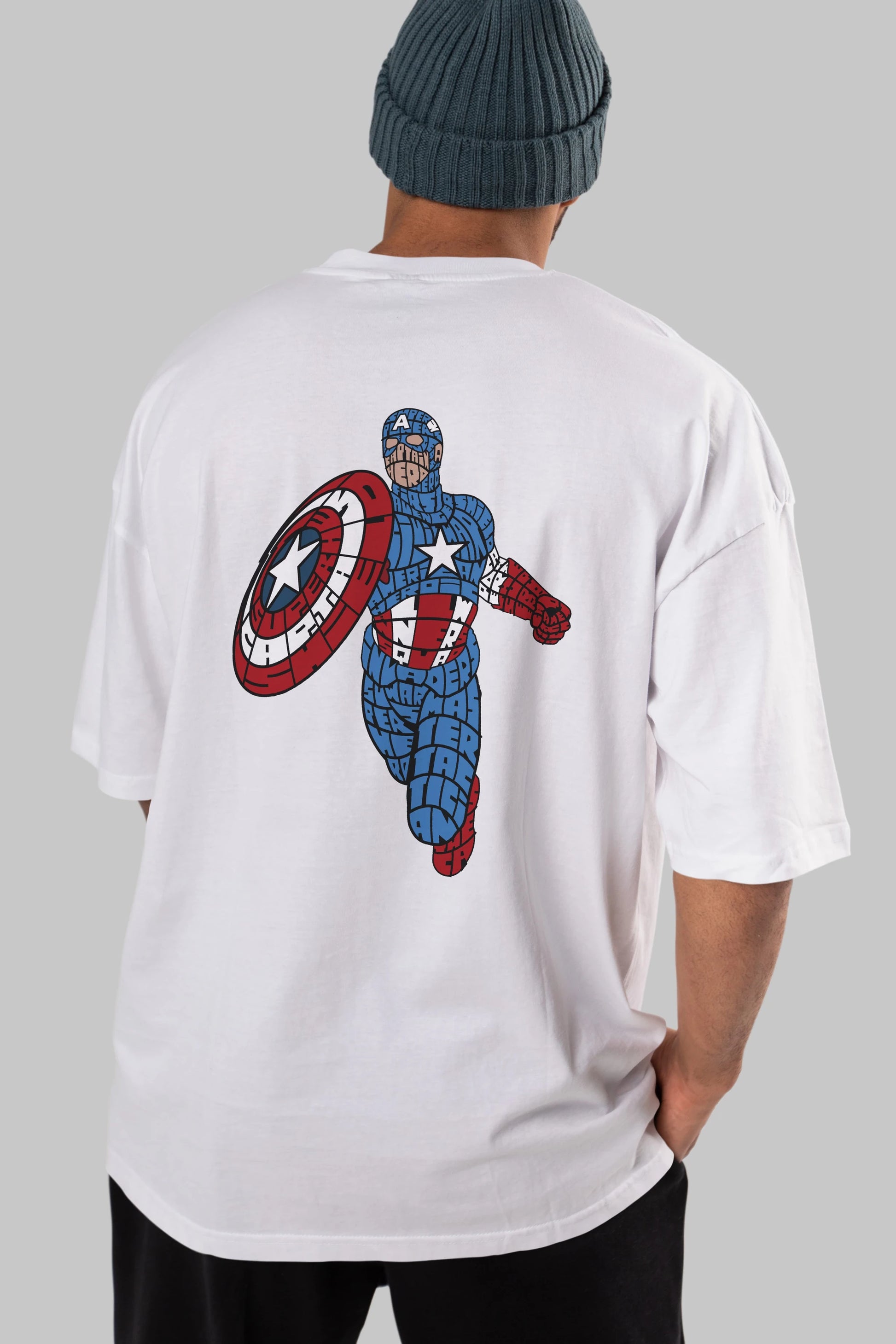 Star and Stripes Hero Arka Baskılı Oversize t-shirt %100 pamuk Erkek Kadın Unisex