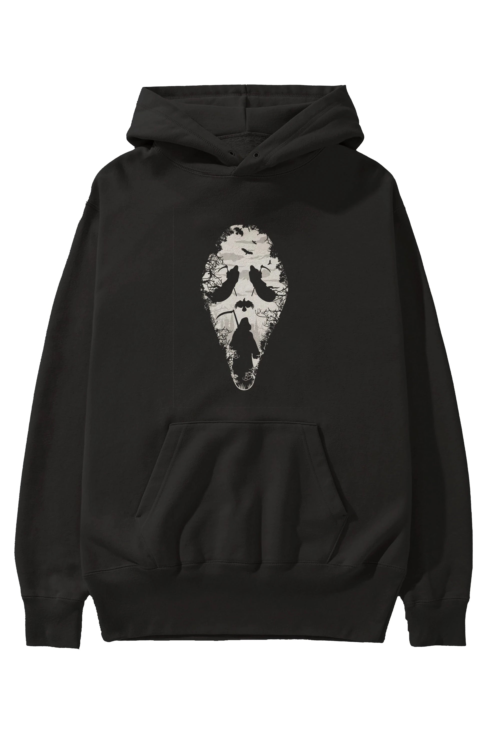 Reaper Scream Ön Baskılı Hoodie Oversize Kapüşonlu Sweatshirt Erkek Kadın Unisex