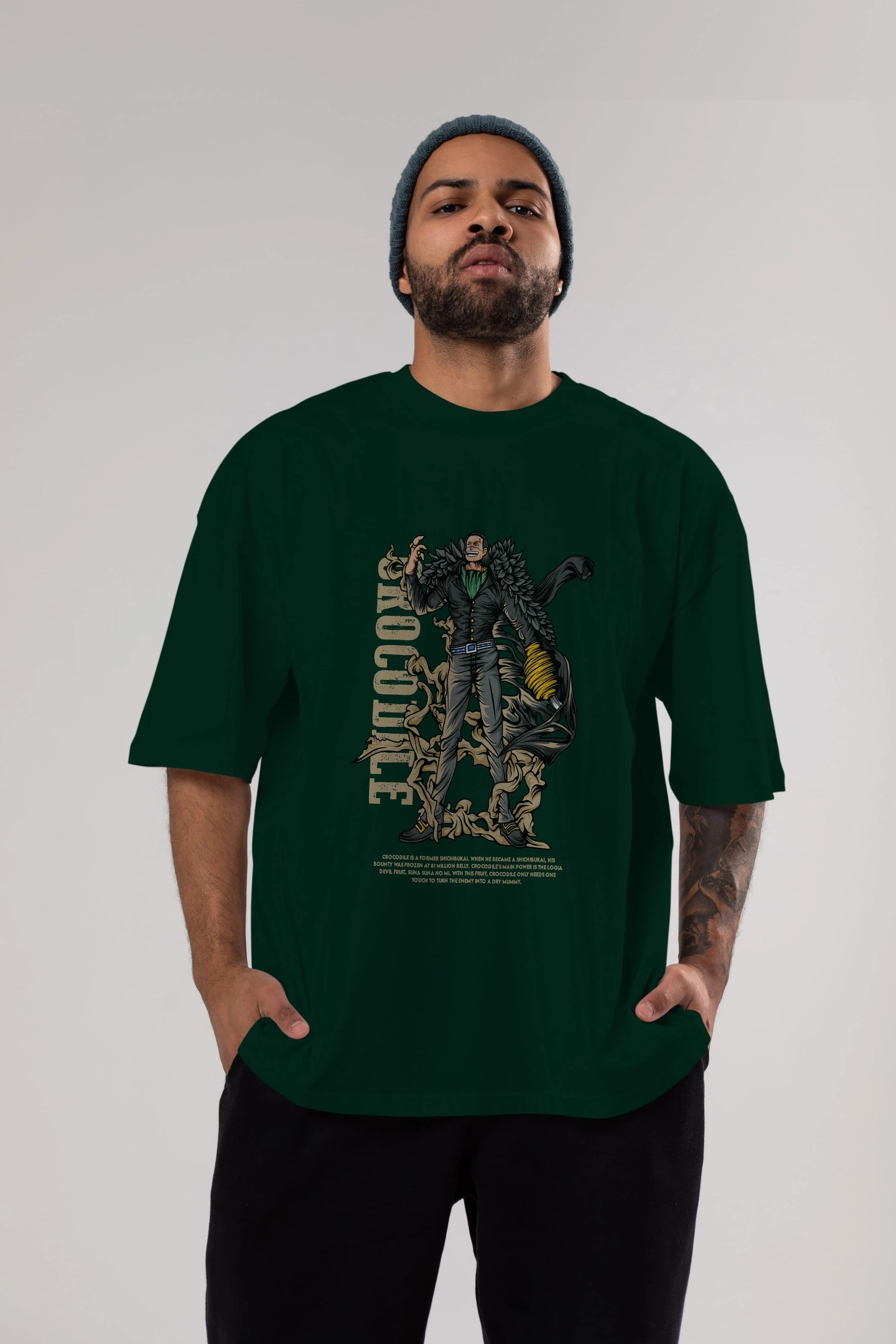 Crocodile Anime Ön Baskılı Oversize t-shirt %100 pamuk Erkek Kadın Unisex