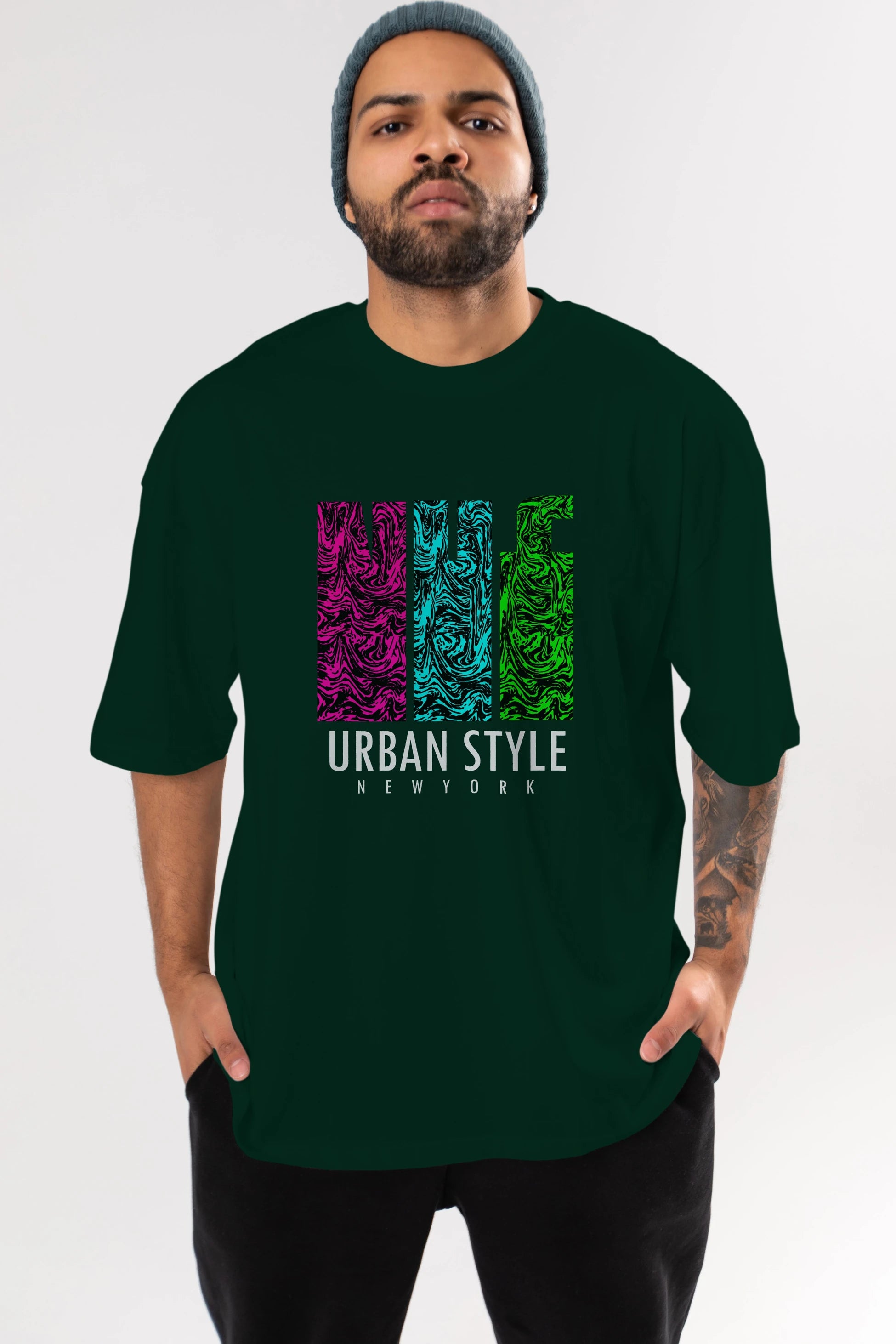 Urban Style Newyork Ön Baskılı Oversize t-shirt Erkek Kadın Unisex