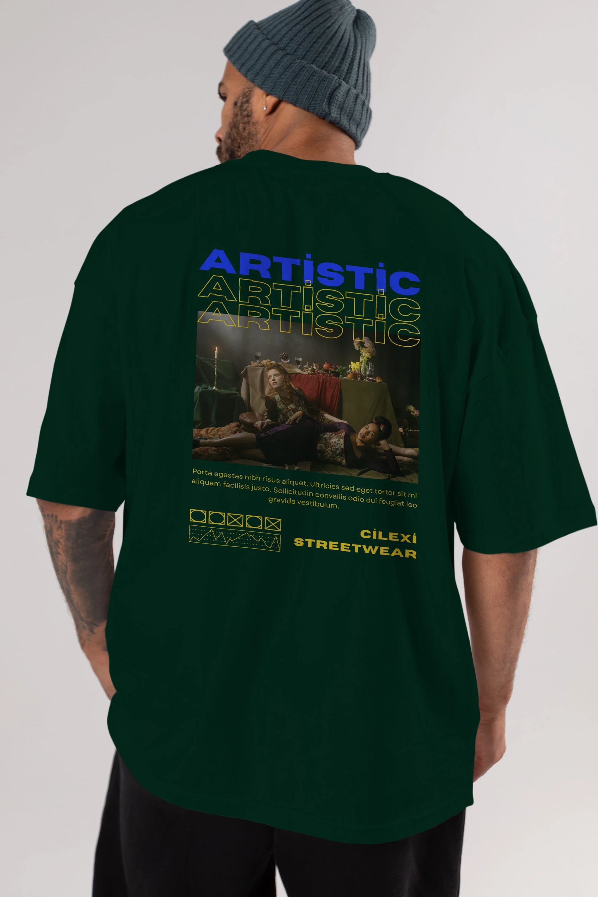 Artistic Yazılı Streetwear Arka Baskılı Oversize t-shirt Erkek Kadın Unisex