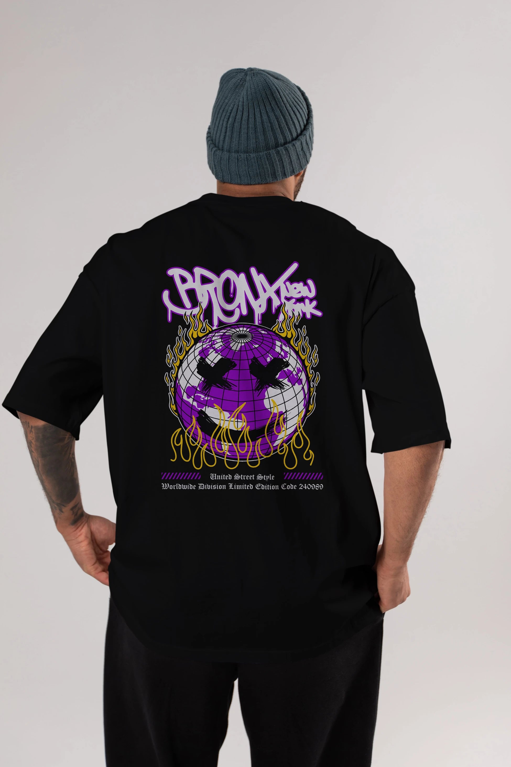 Bronx New York Arka Baskılı Oversize t-shirt Erkek Kadın Unisex