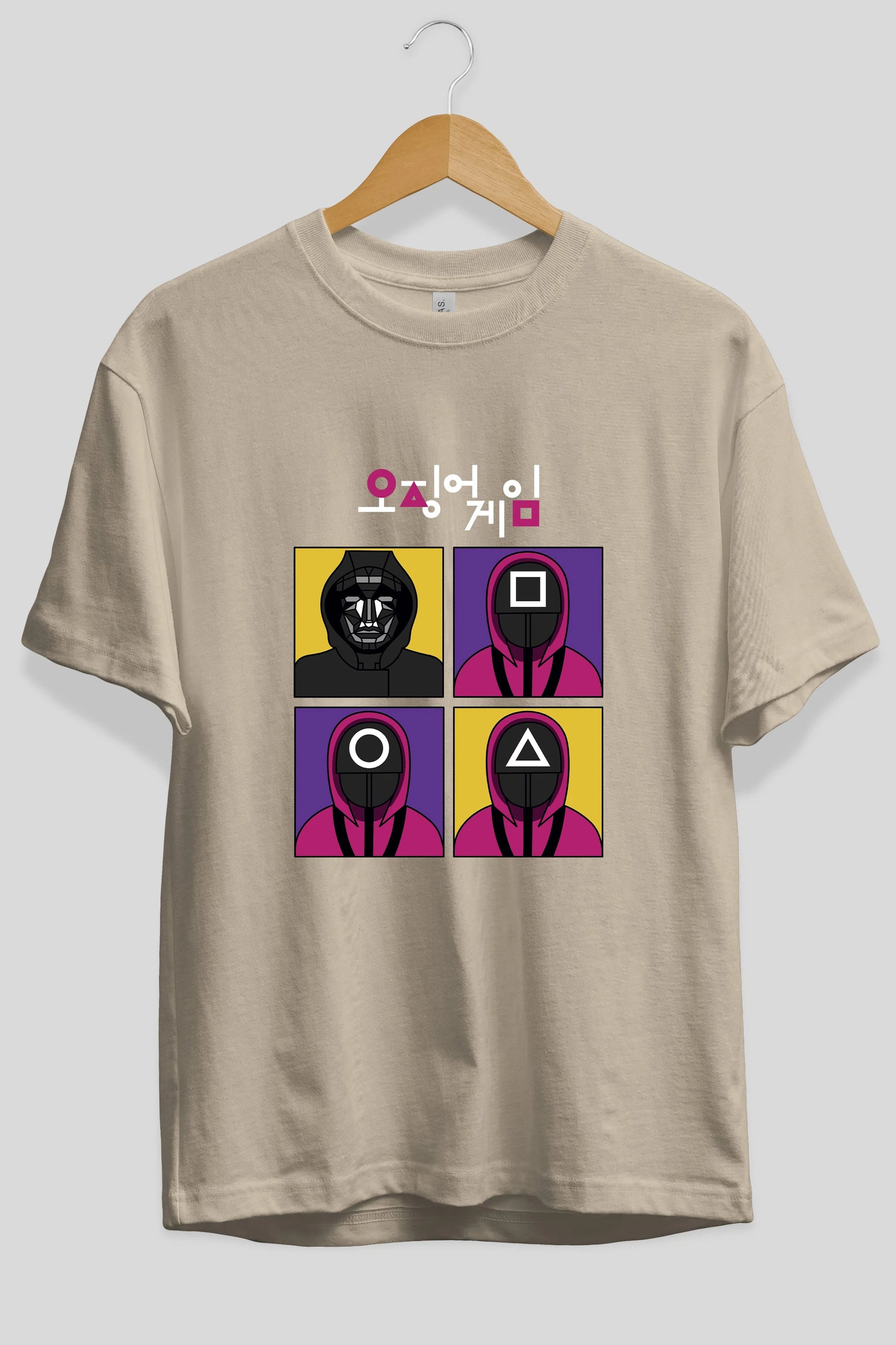 Squid Game (1) Ön Baskılı Oversize t-shirt Erkek Kadın Unisex %100 Pamuk Bisiklet Yaka tişort