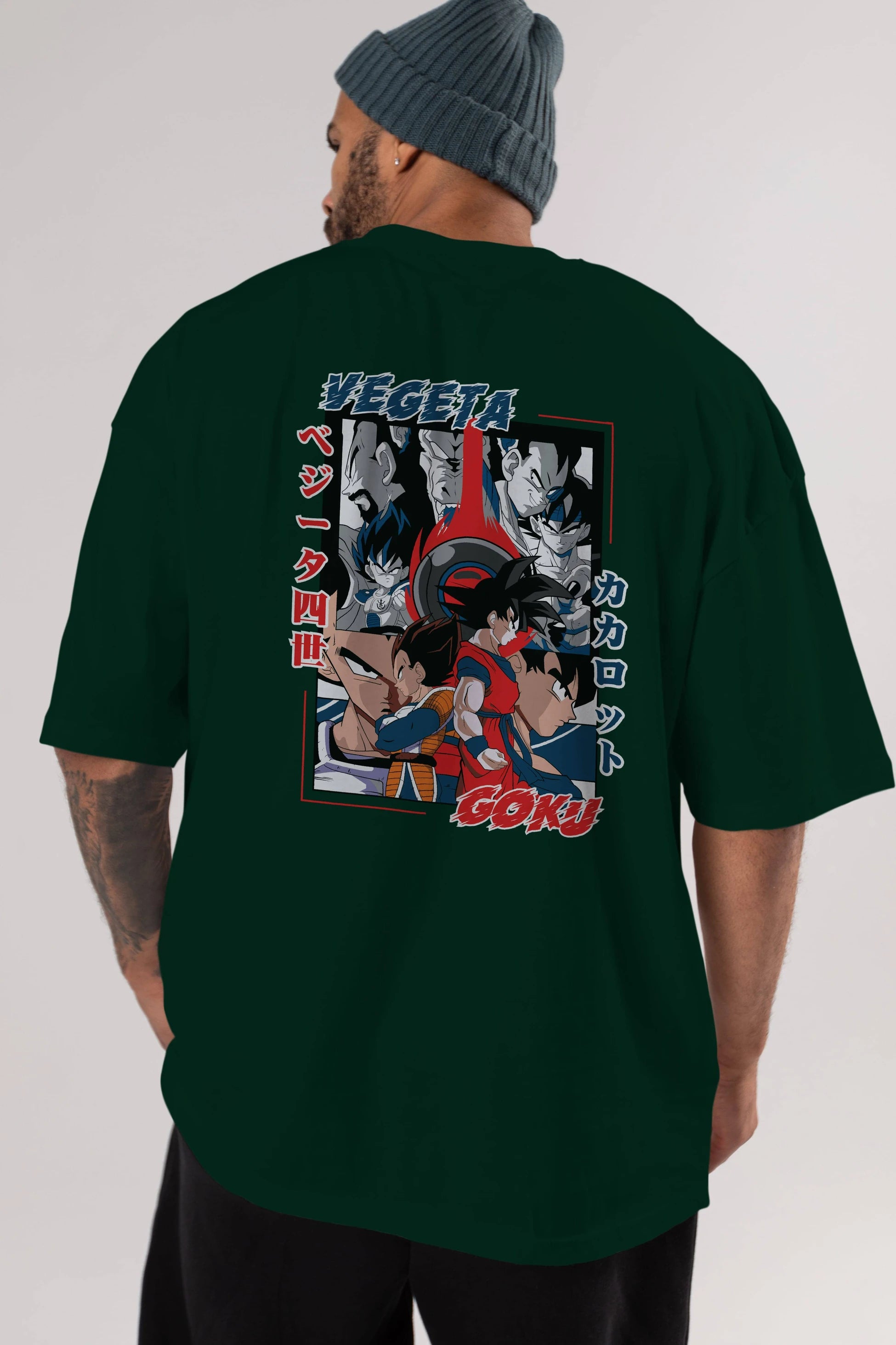 VEGETA VS GOKU Anime Arka Baskılı Oversize t-shirt Erkek Kadın Unisex