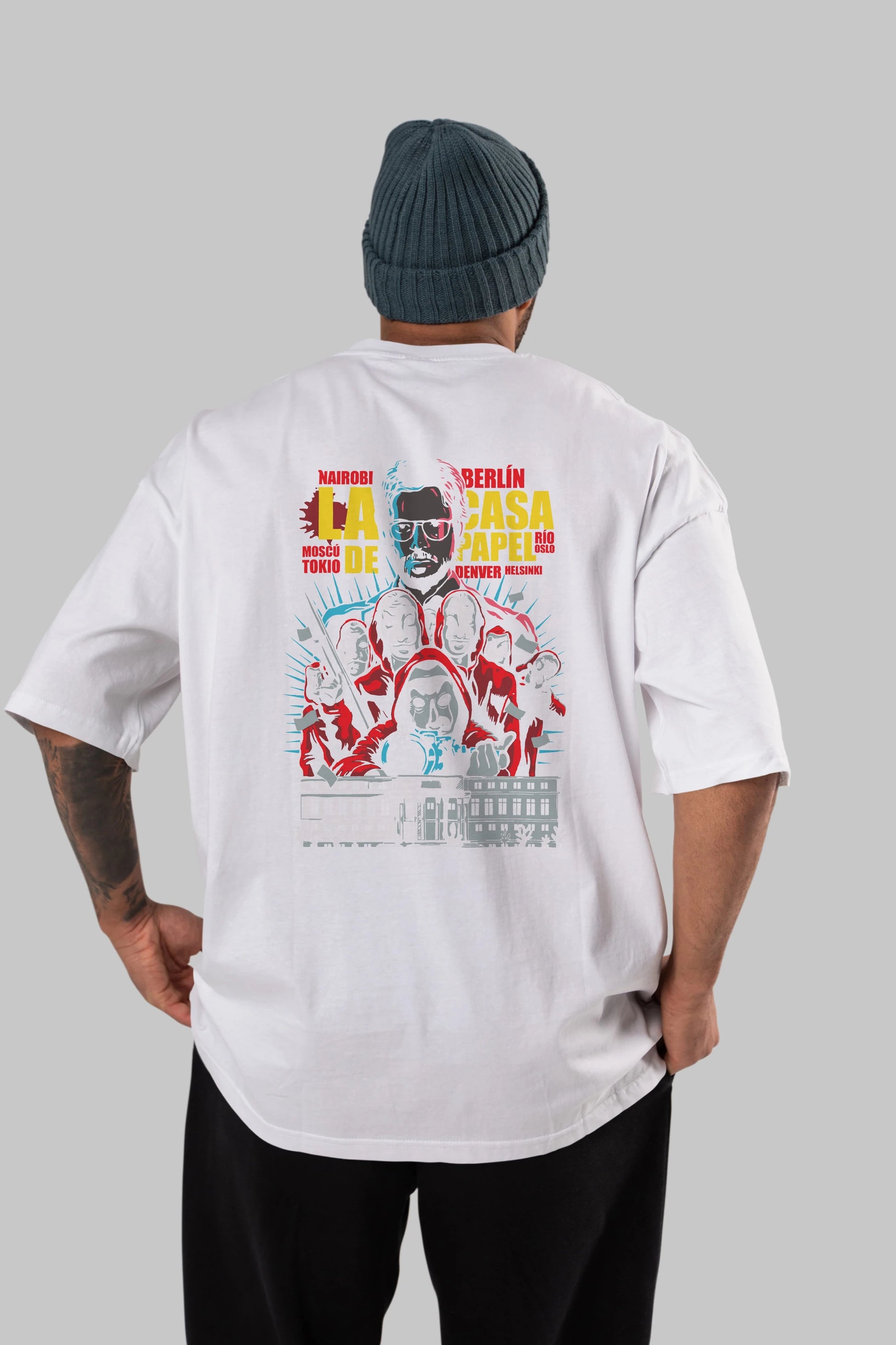 La Casa De Papel (6) Arka Baskılı Oversize t-shirt Erkek Kadın Unisex %100 Pamuk Bisiklet Yaka tişort
