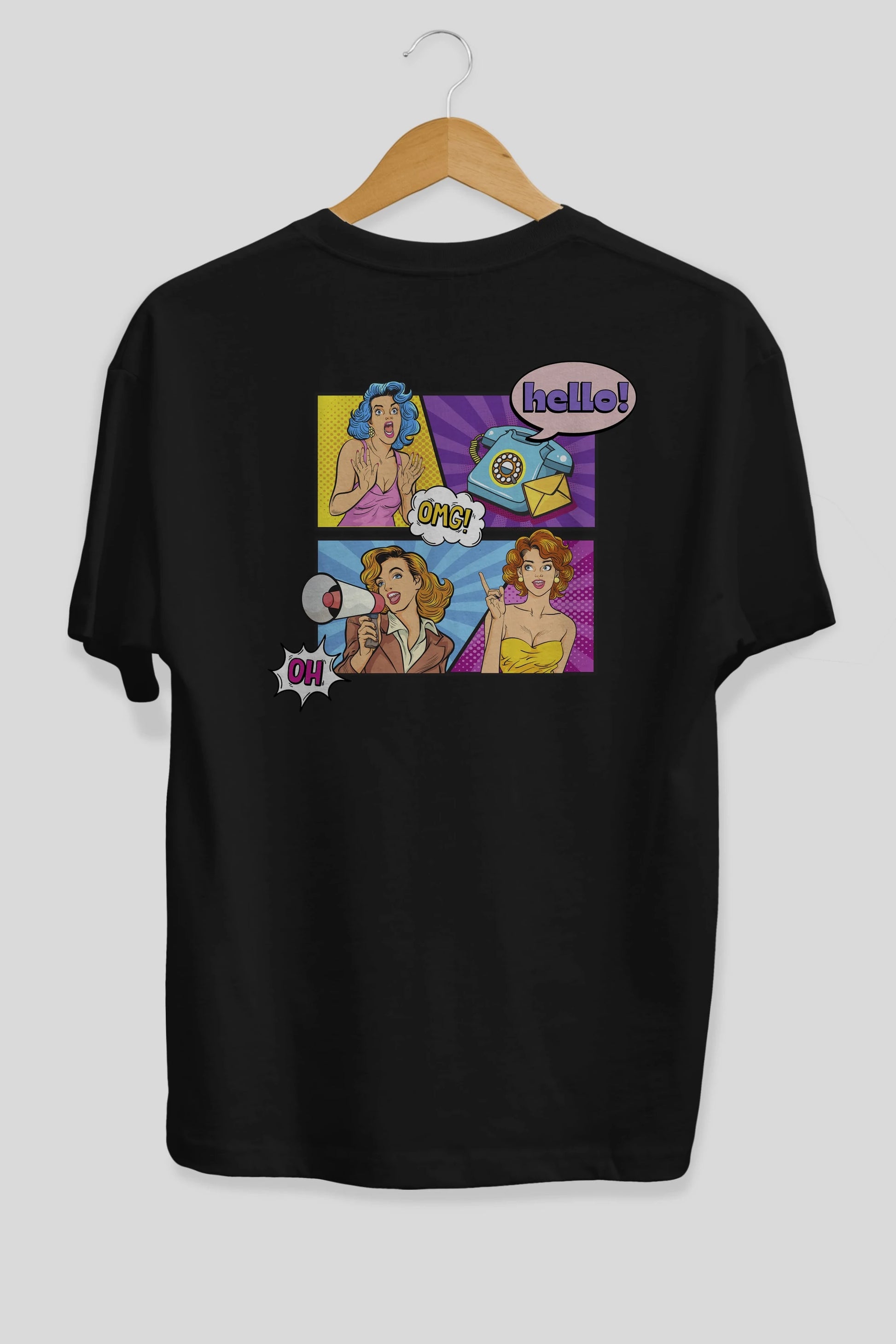 Hello OMG Arka Baskılı Oversize t-shirt Erkek Kadın Unisex