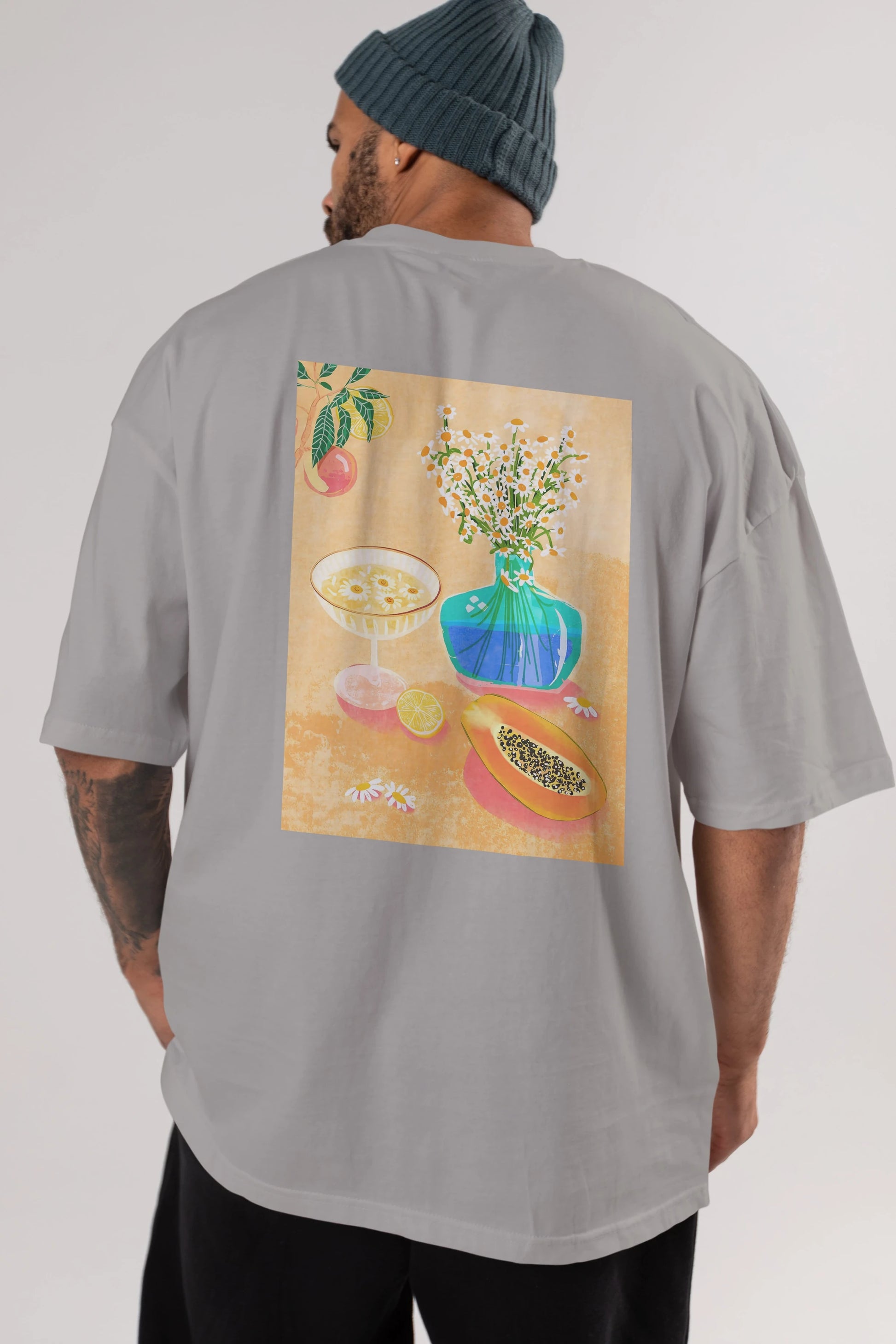 Cheers 2 Arka Baskılı Oversize t-shirt Erkek Kadın Unisex %100 Pamuk Bisiklet Yaka tişort