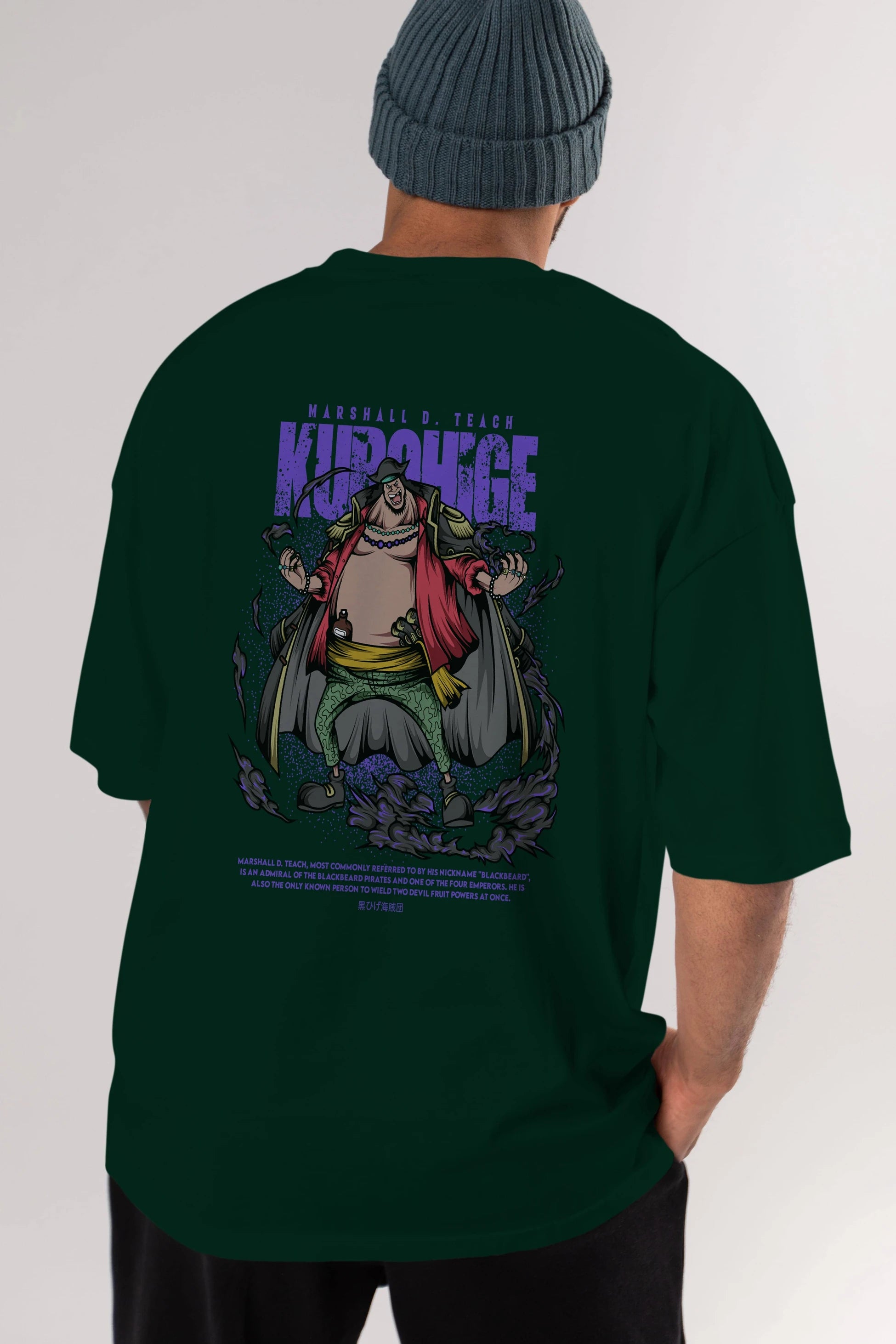 Marshall D. Teach Anime Arka Baskılı Oversize t-shirt Erkek Kadın Unisex