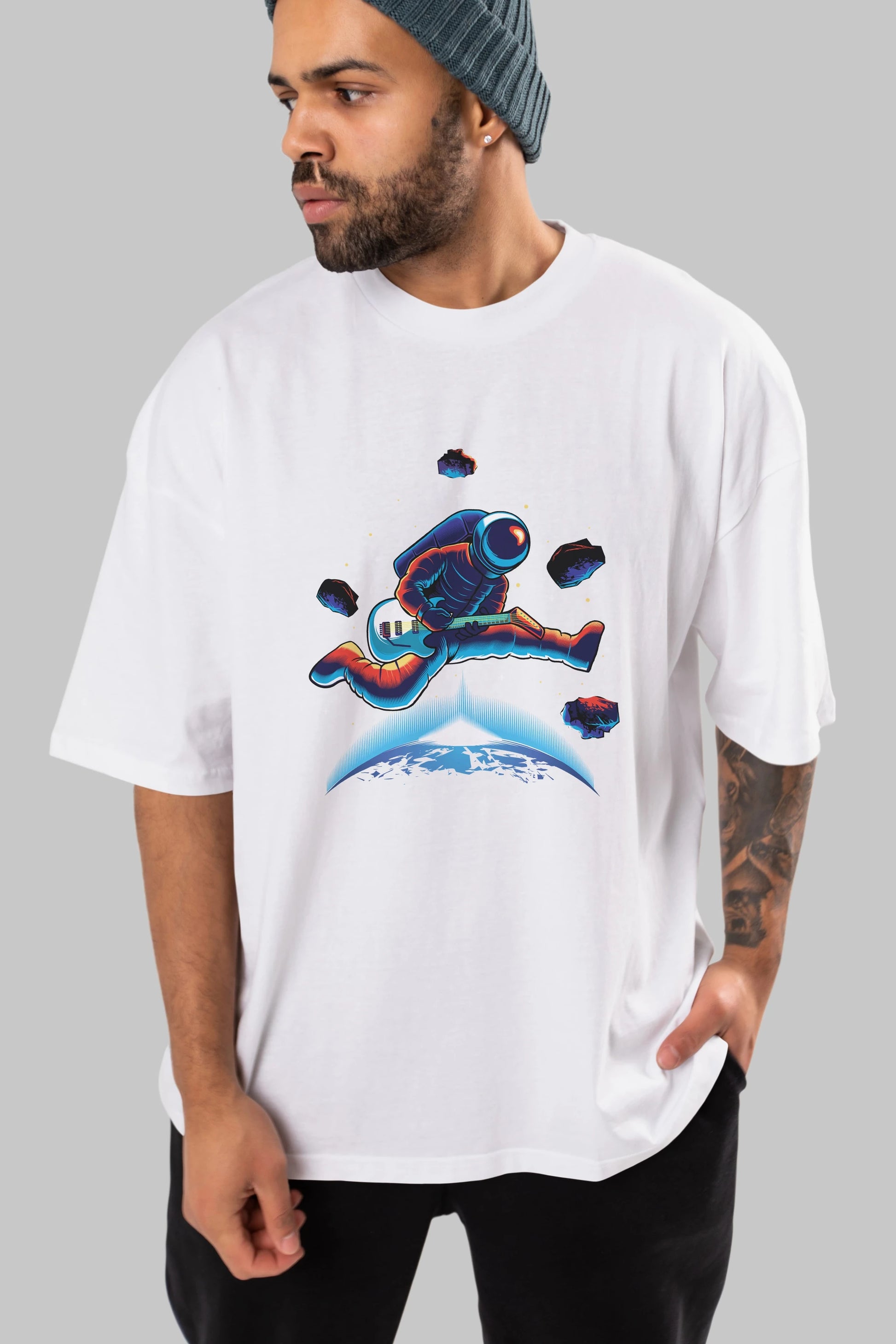 Astroguitar Ön Baskılı Oversize t-shirt Erkek Kadın Unisex