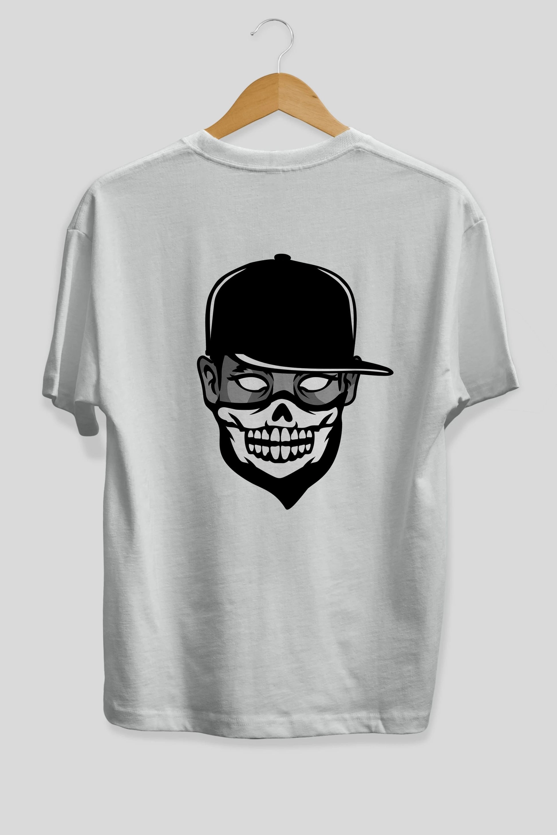 Skull Mask Arka Baskılı Oversize t-shirt Erkek Kadın Unisex %100 Pamuk tişort