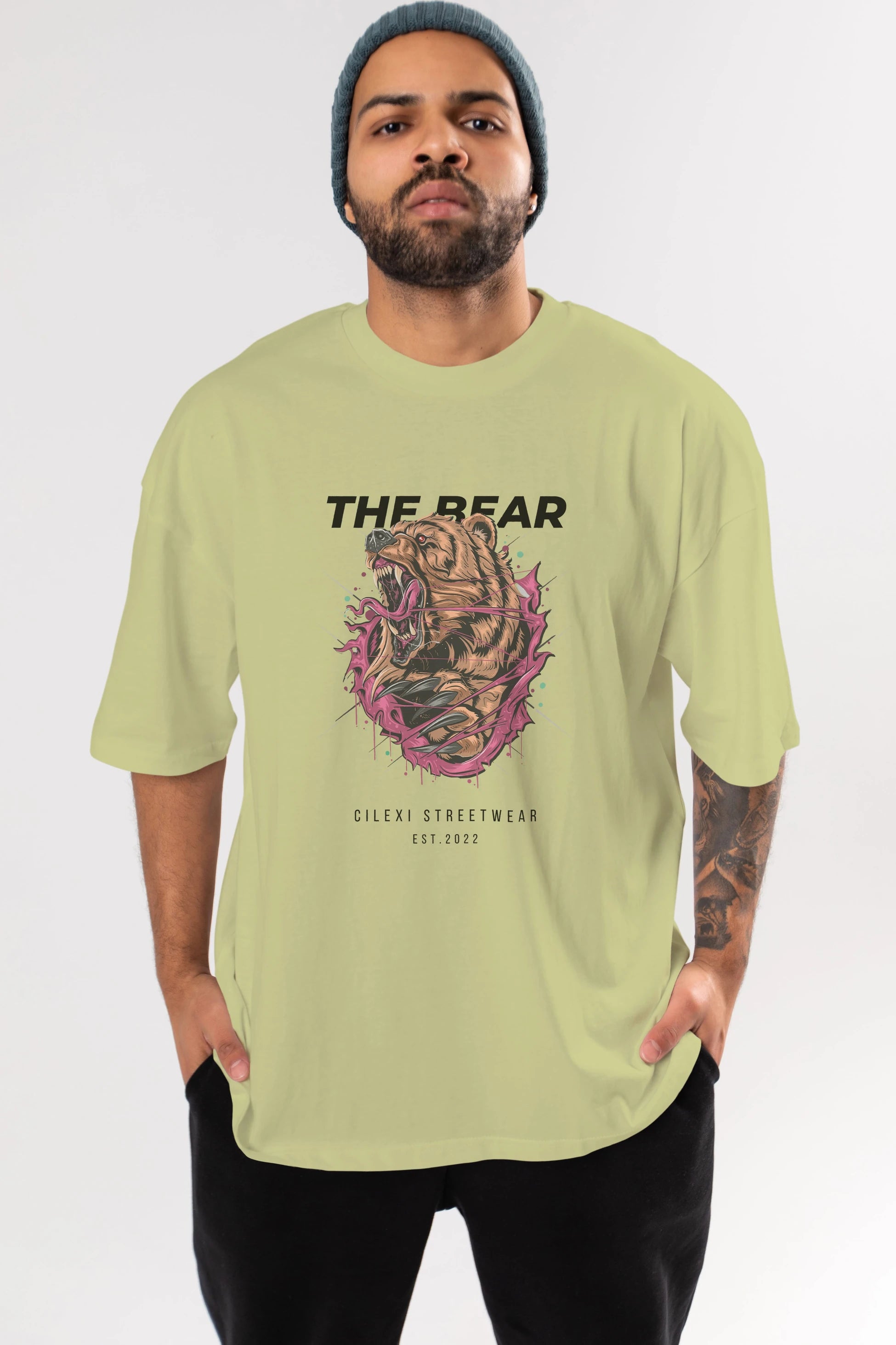 The Bear Ön Baskılı Oversize t-shirt Erkek Kadın Unisex