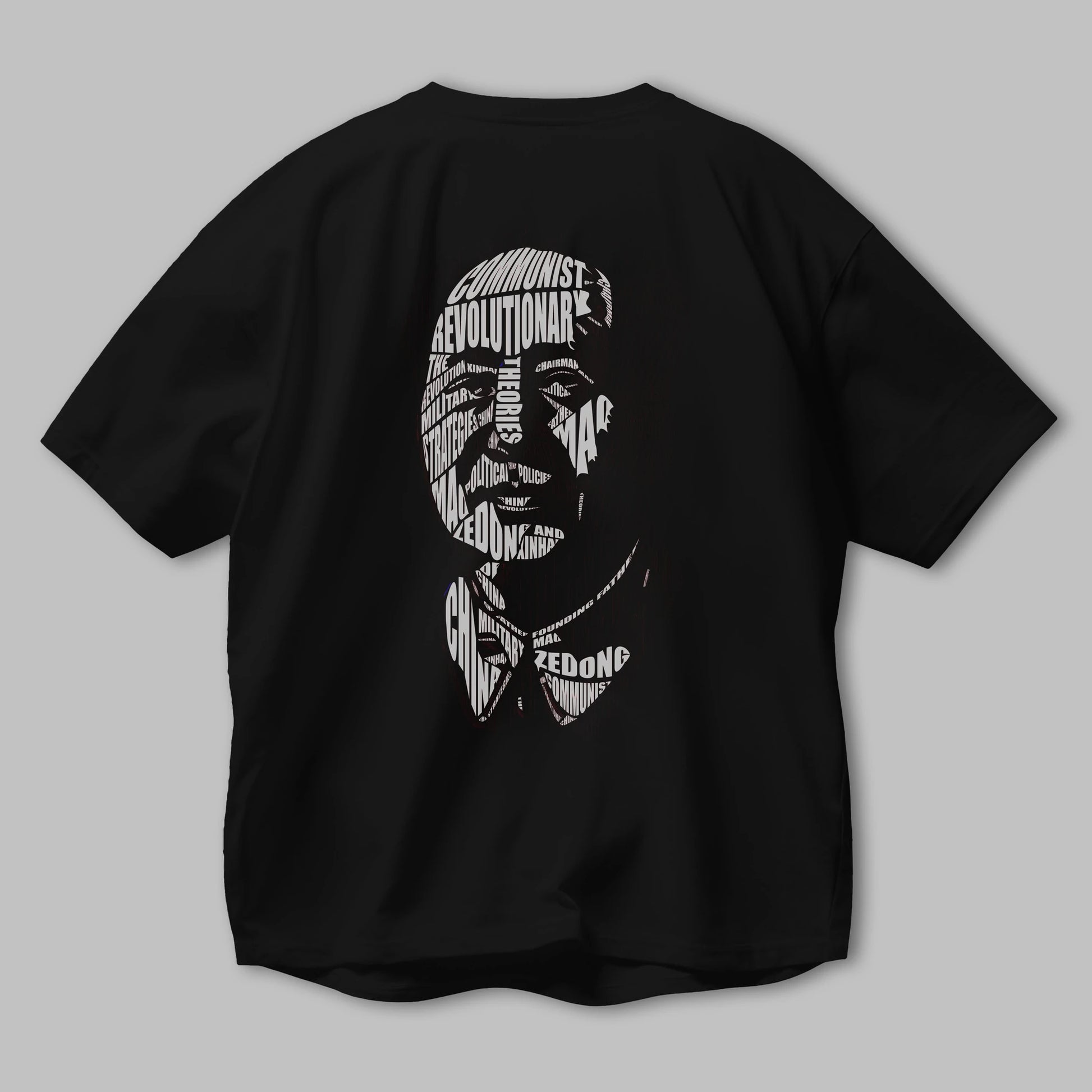 Mao Zedong Calligram Arka Baskılı Oversize t-shirt %100 pamuk Erkek Kadın Unisex