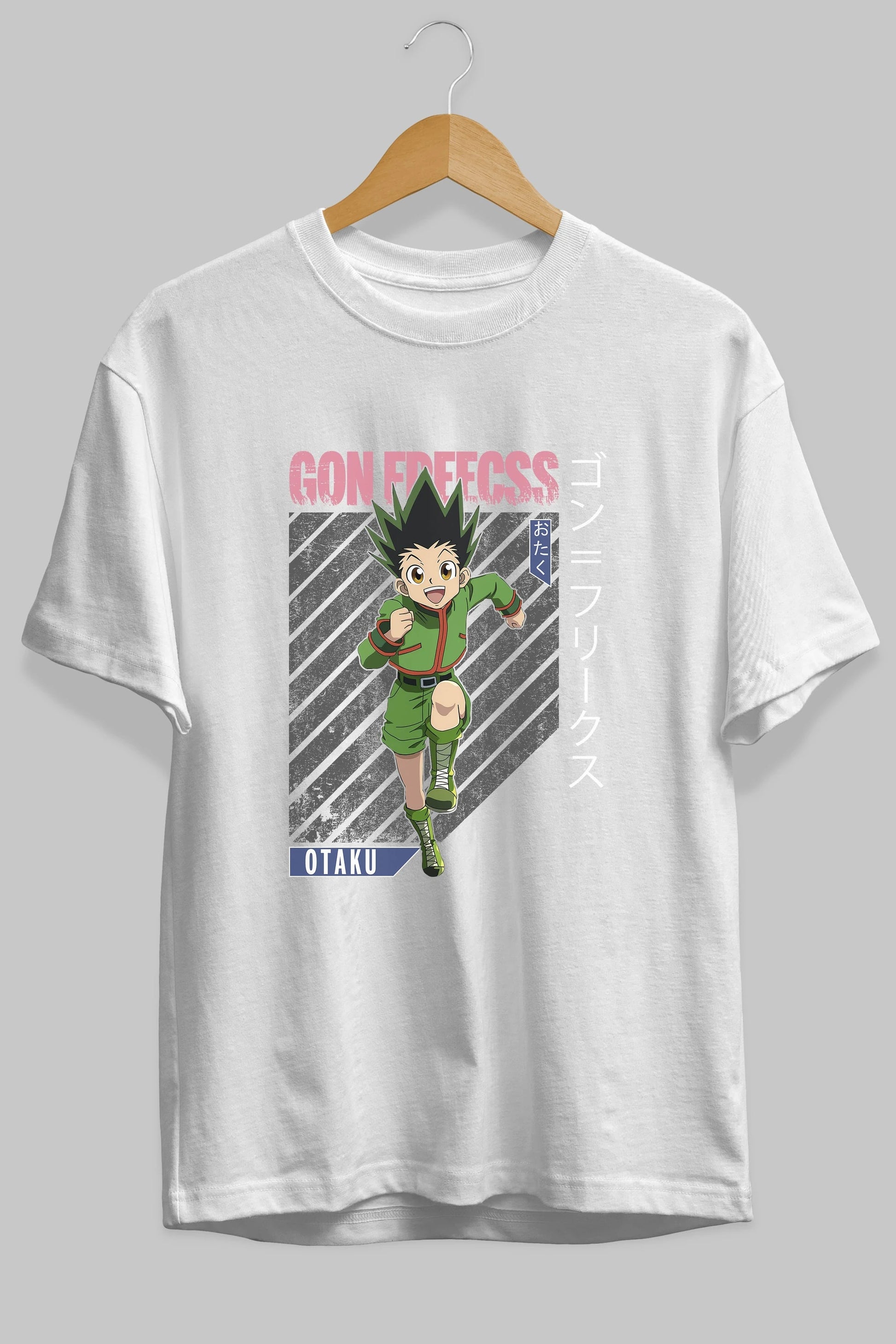 Gon Freecss HUNTER X HUNTER Anime Ön Baskılı Oversize t-shirt %100 pamuk Erkek Kadın Unisex