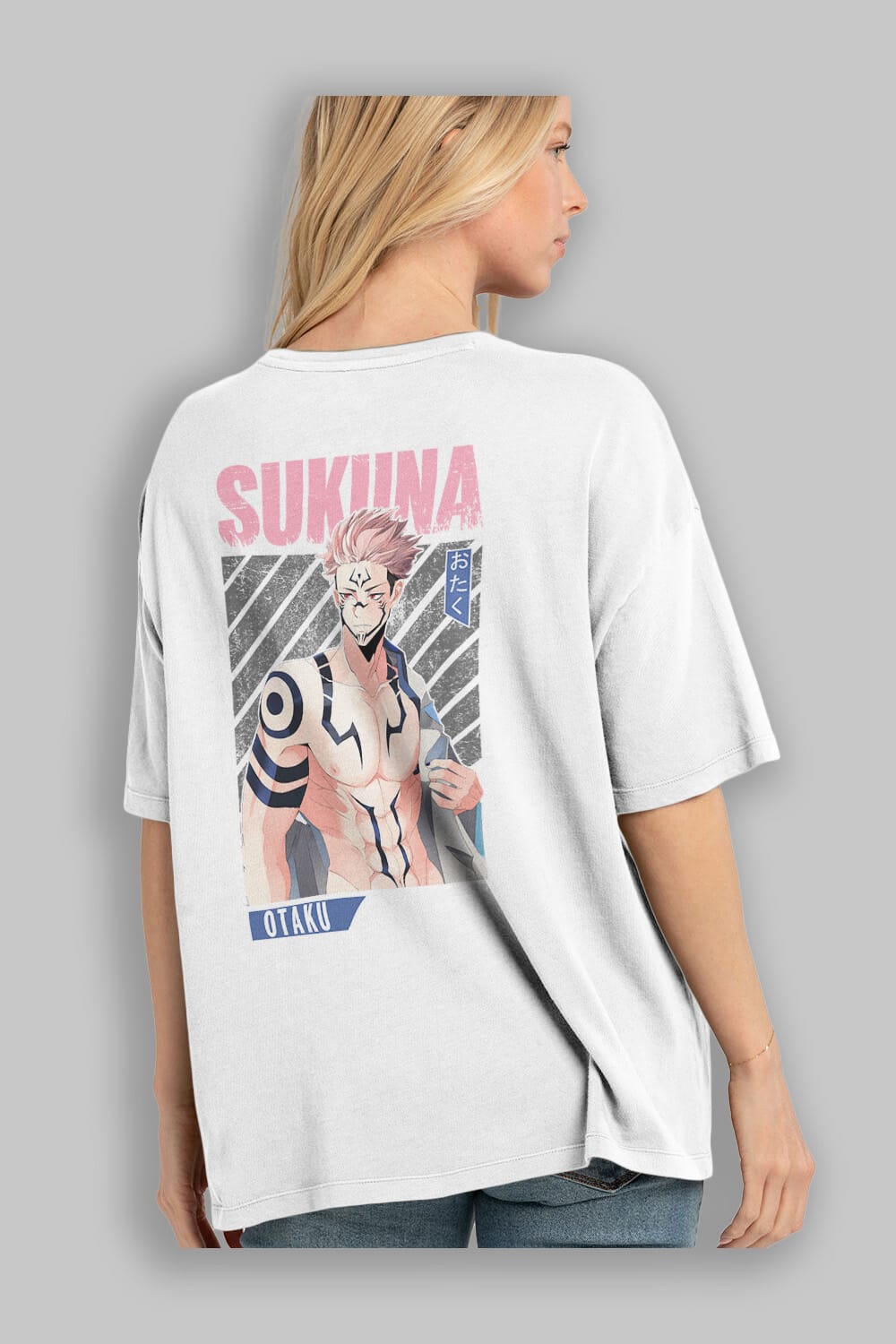 Sukuna Ryoumen 1 Anime Arka Baskılı Oversize t-shirt Erkek Kadın Unisex