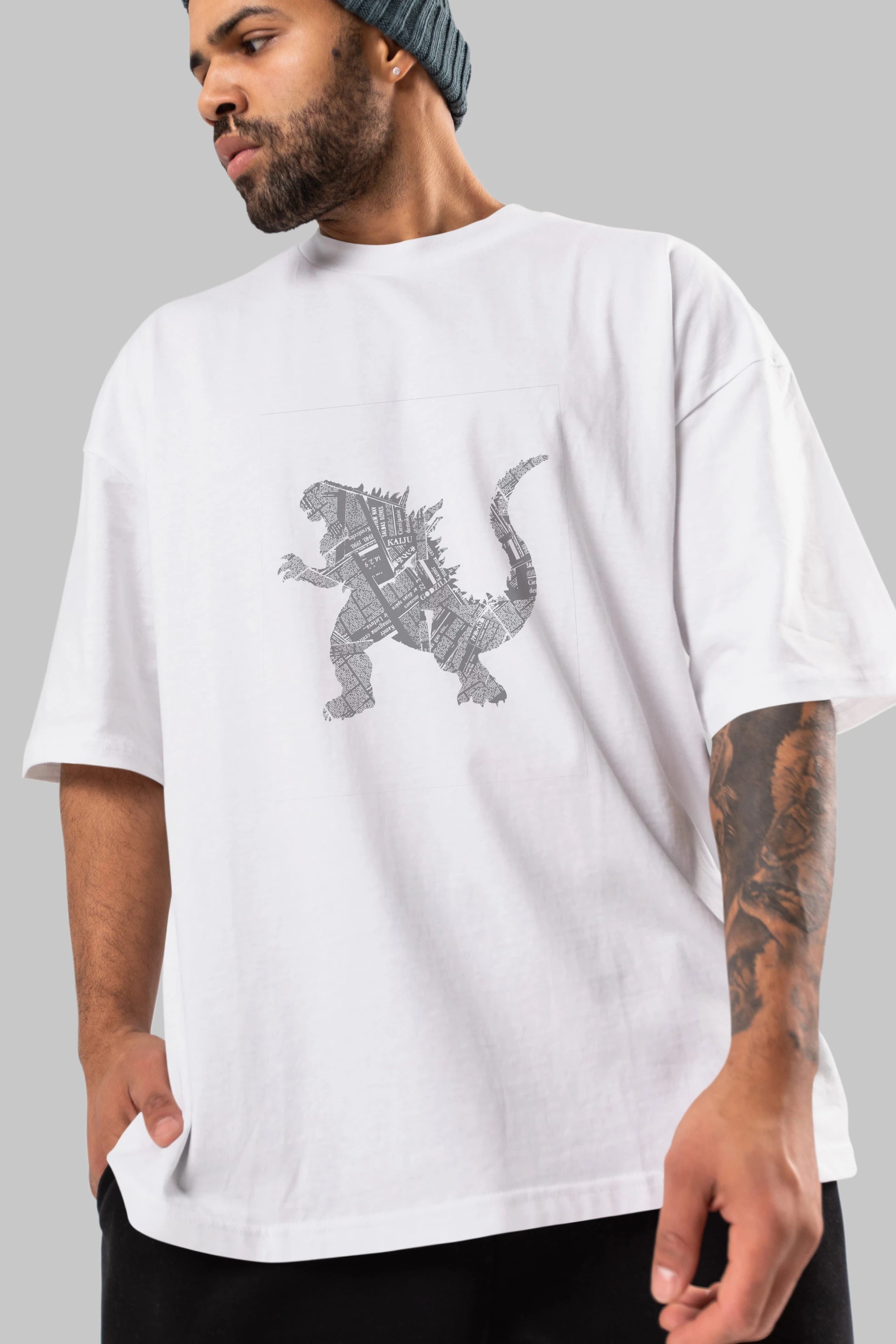 Kaiju Ön Baskılı Oversize t-shirt %100 pamuk Erkek Kadın Unisex